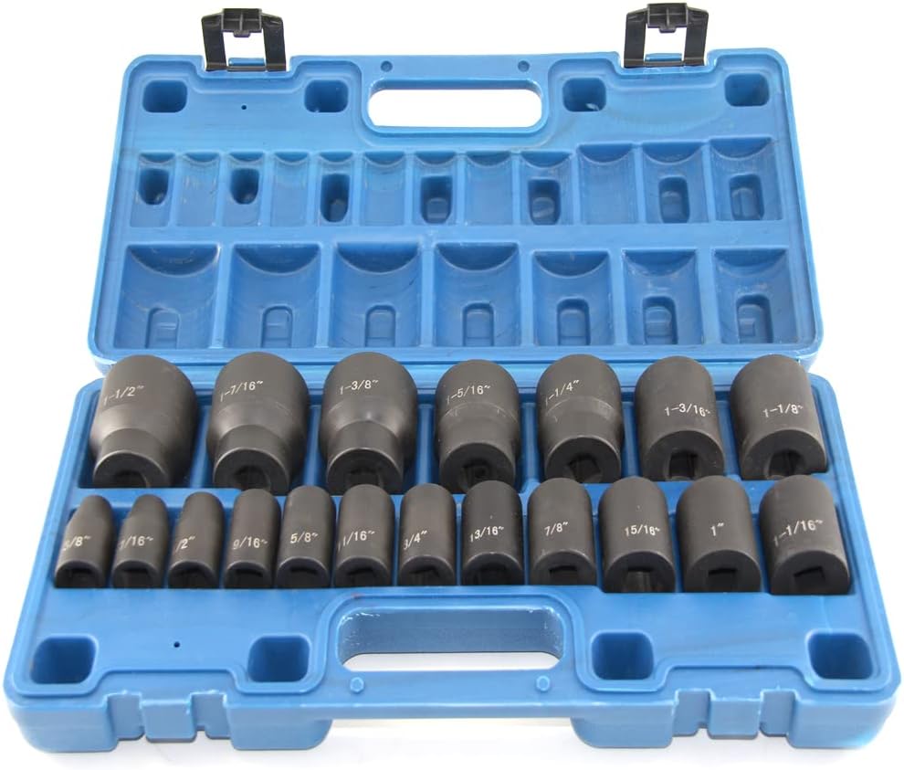 MacWork 19 Piece 1/2-Inch Drive Standard/Shallow Impact Socket Set, SAE, 3/8