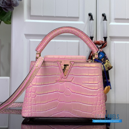 Pink Croc-Embossed Mini Handbag with Gold Hardware1:1High-quality replica