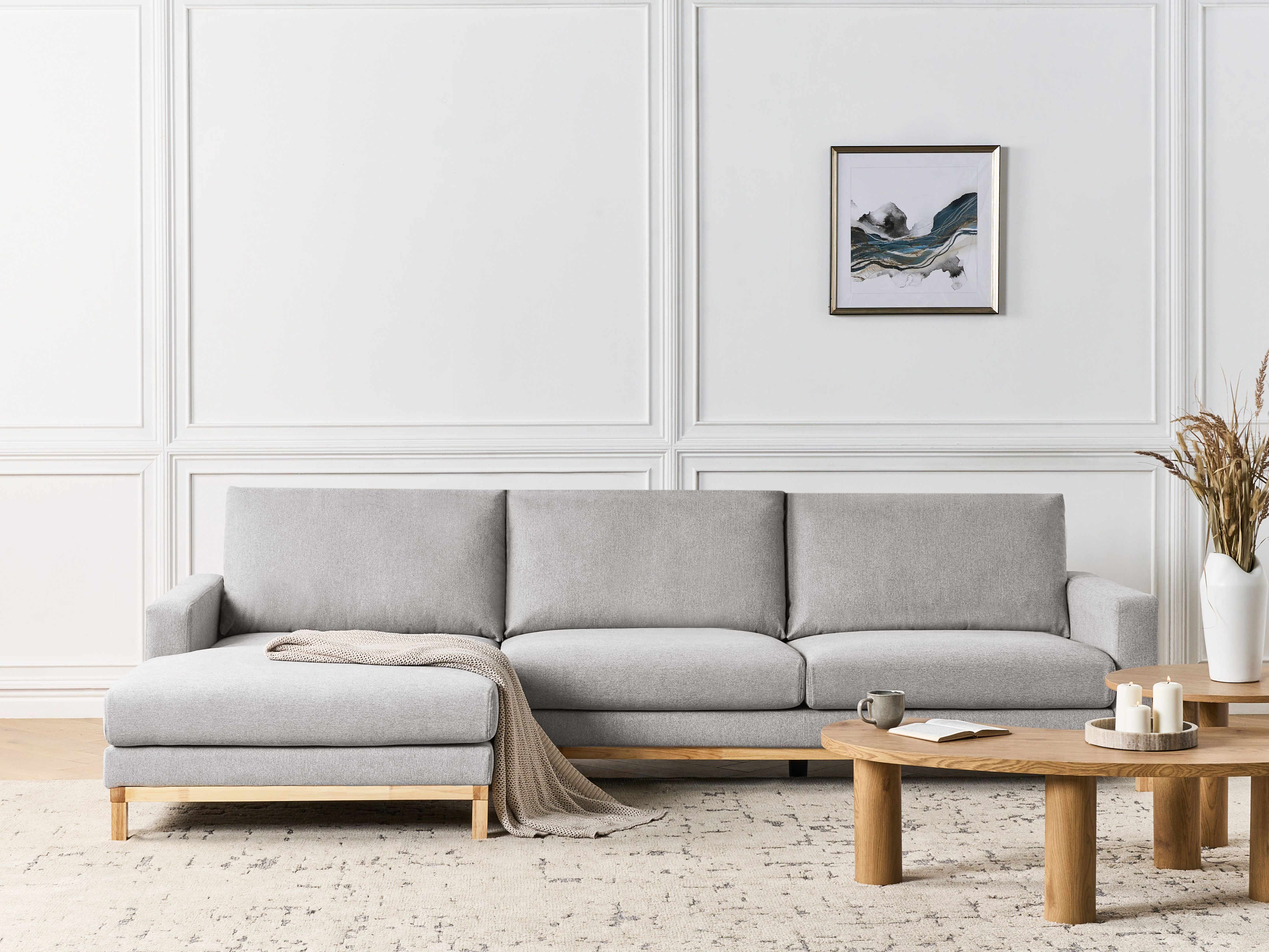 Corner Sofa 4 Seater SIGGARD II Fabric Grey Right Hand