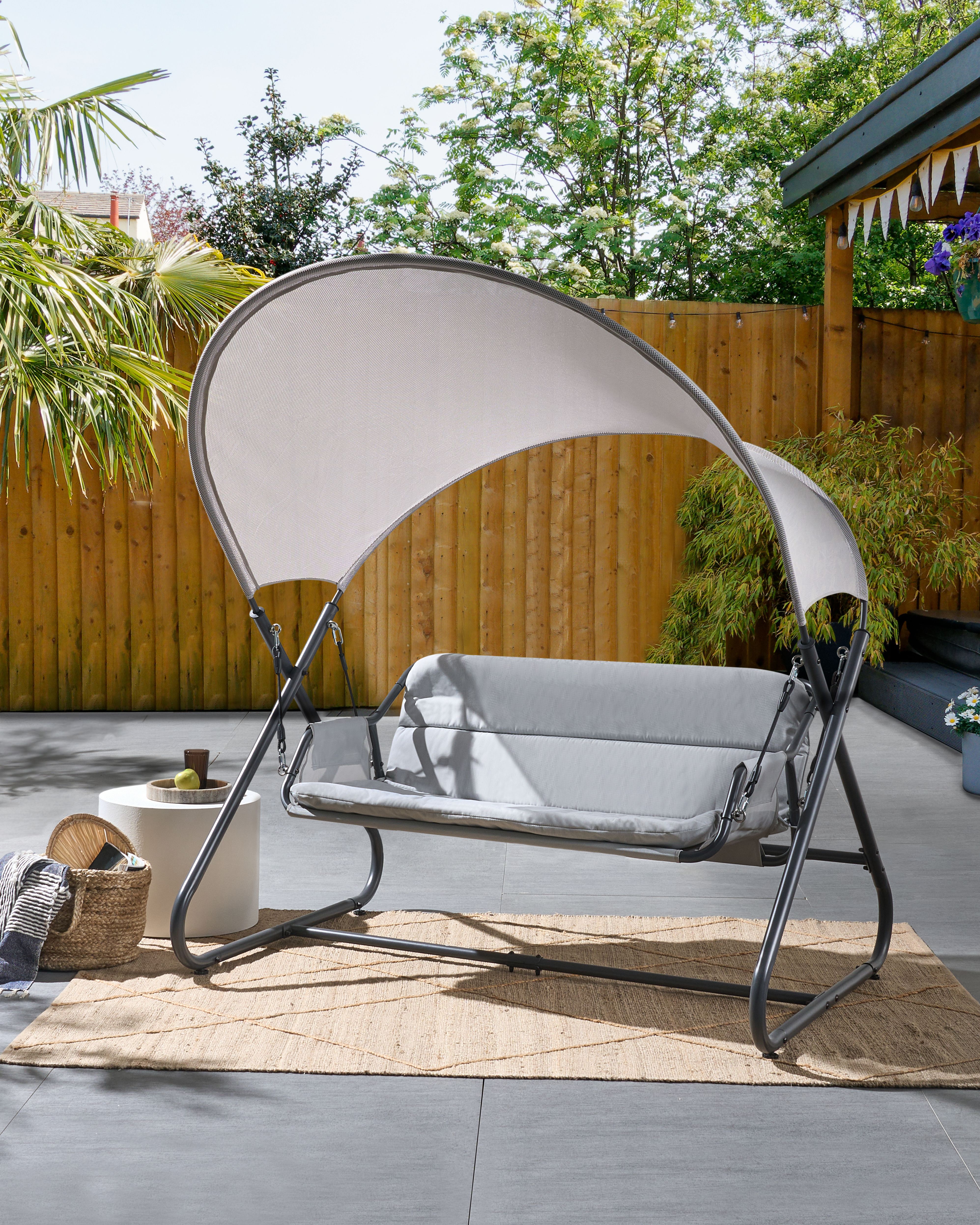 Patio Swing SOLAGNA Metal Light Grey