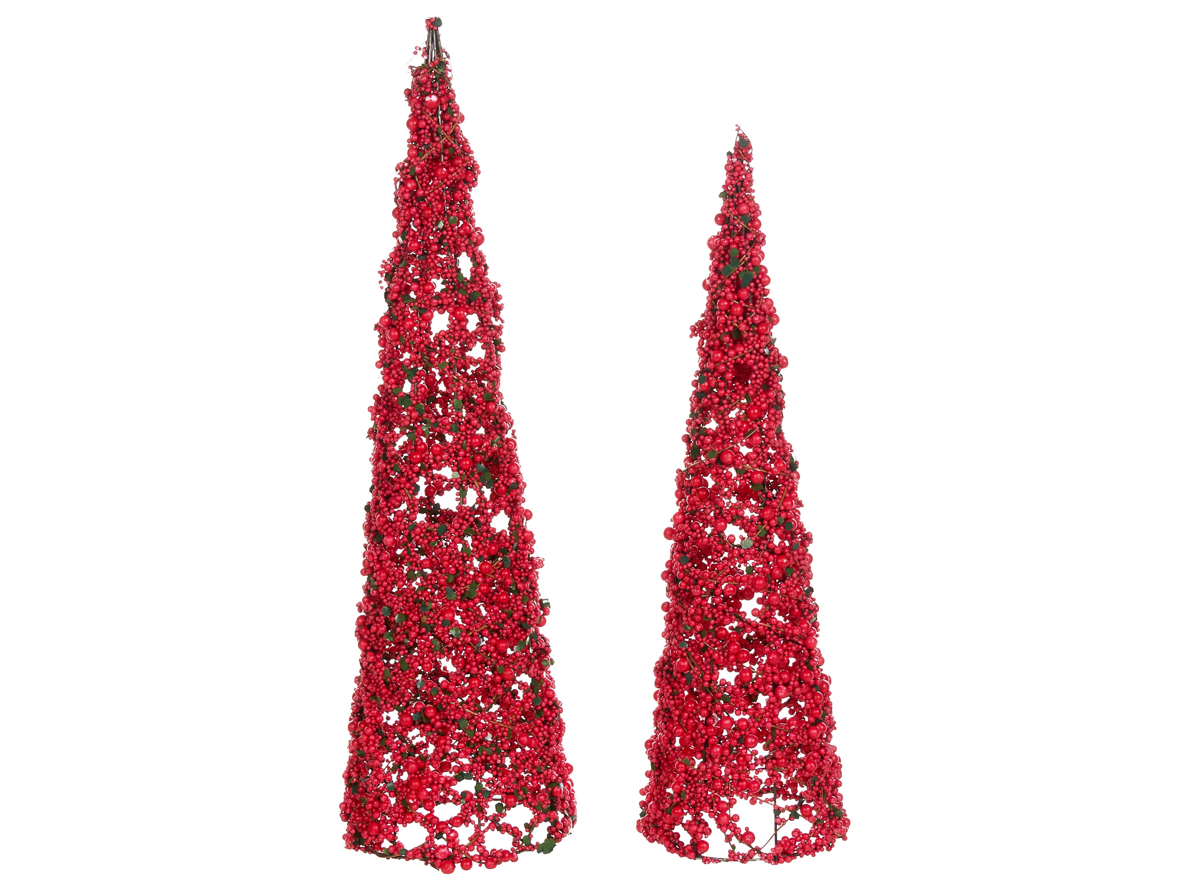Set of 2 Figurines ROSAN Christmas Tree 52/60 cm Red