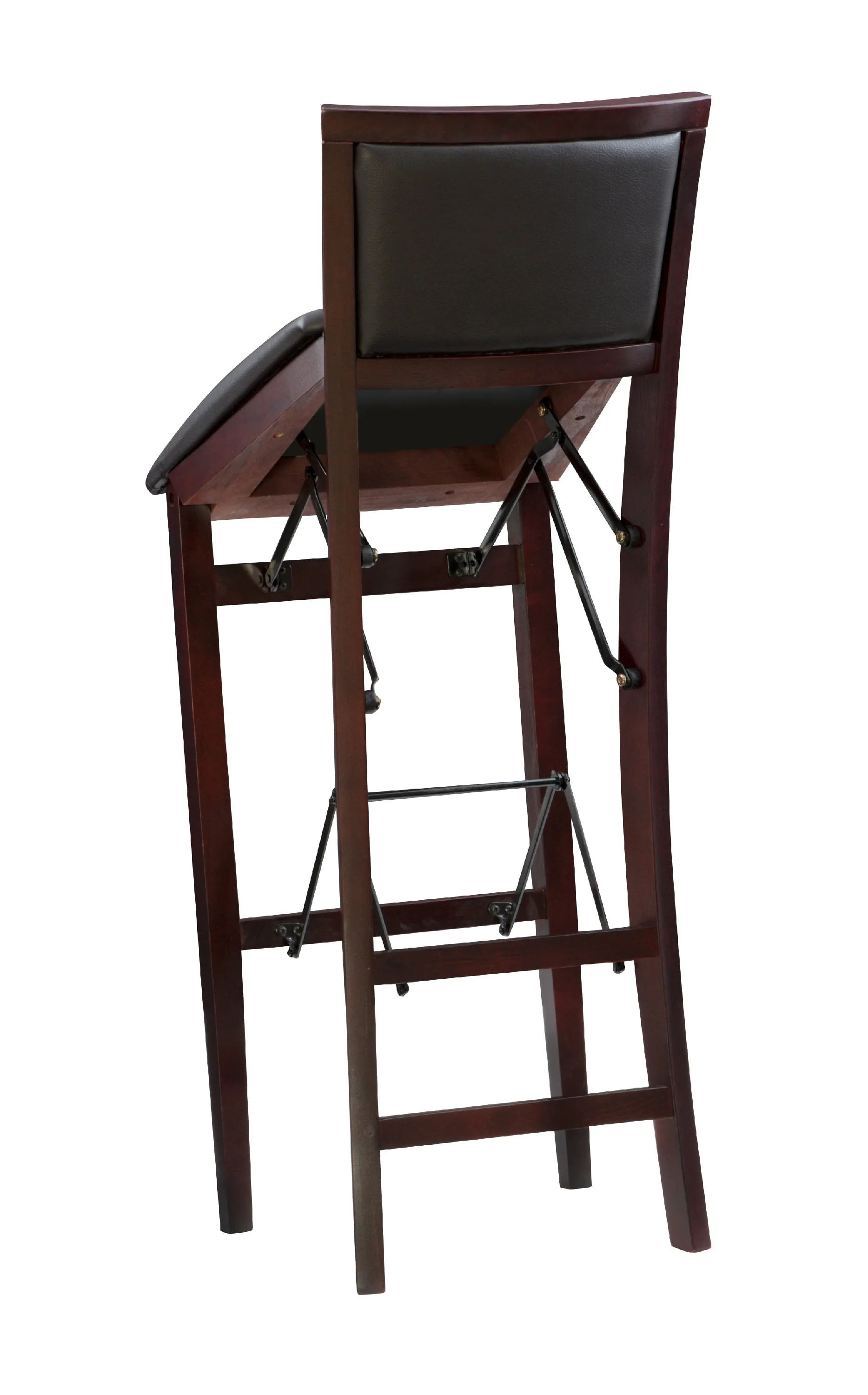 Linon Kristle Folding Padded Bar Stool, 30" Seat Height, Espresso Finish with Dark Brown PVC Fabric - Image 12