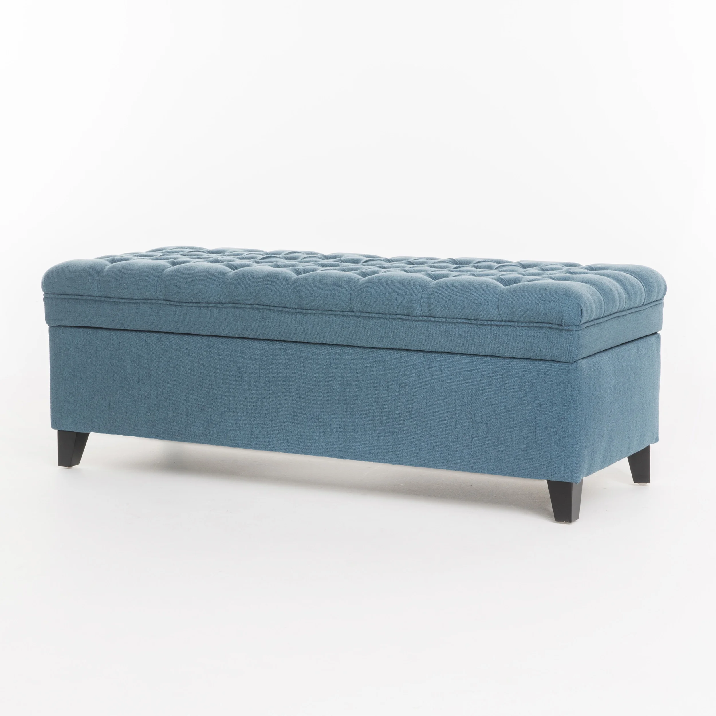 Noble House Hampton Contemporary Fabric Upholstered Storage Ottoman, White and Blue Floral - Image 50