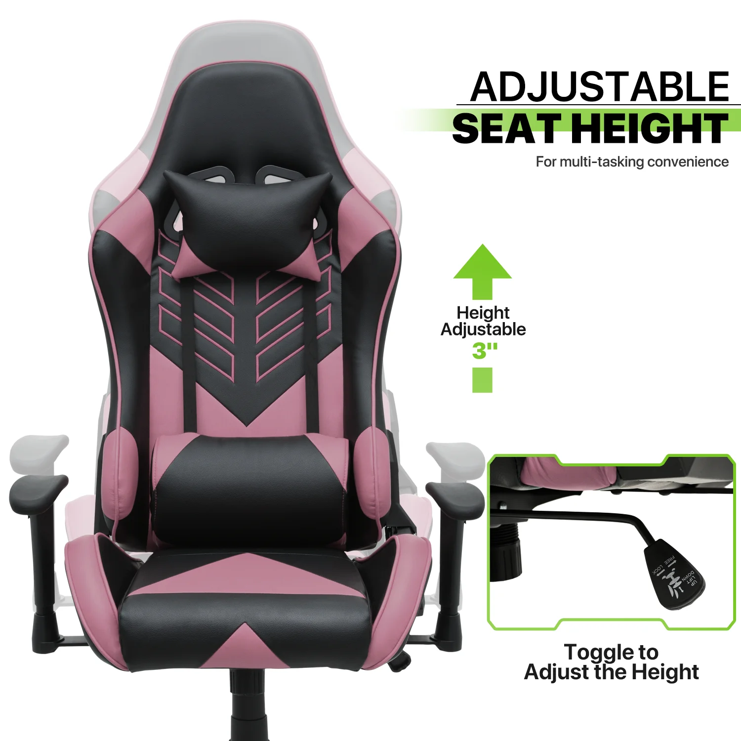 Magshion Ergonomic Gaming Chair, Comfortable Gaming Chair, Computer Chair Leather Desk Chair Adjustable Swivel Gaming Office Chair, Blue - Image 41