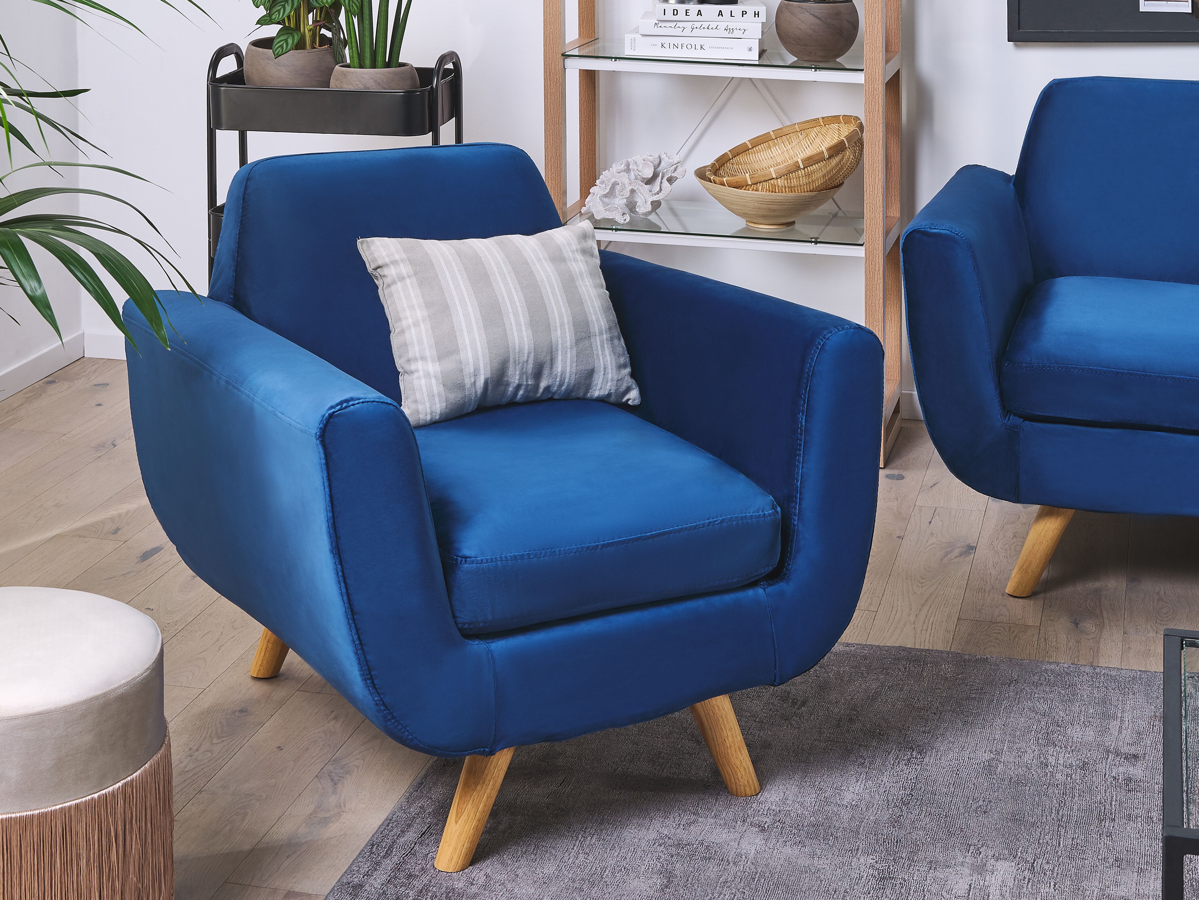 Armchair Cover BERNES Velvet Navy Blue