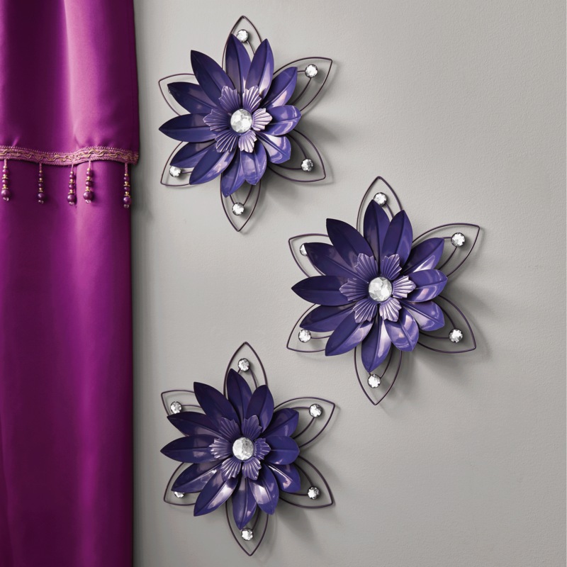 Set of 3 Crystal Wall Flowers - MIDNIGHT VELVET CATALOG