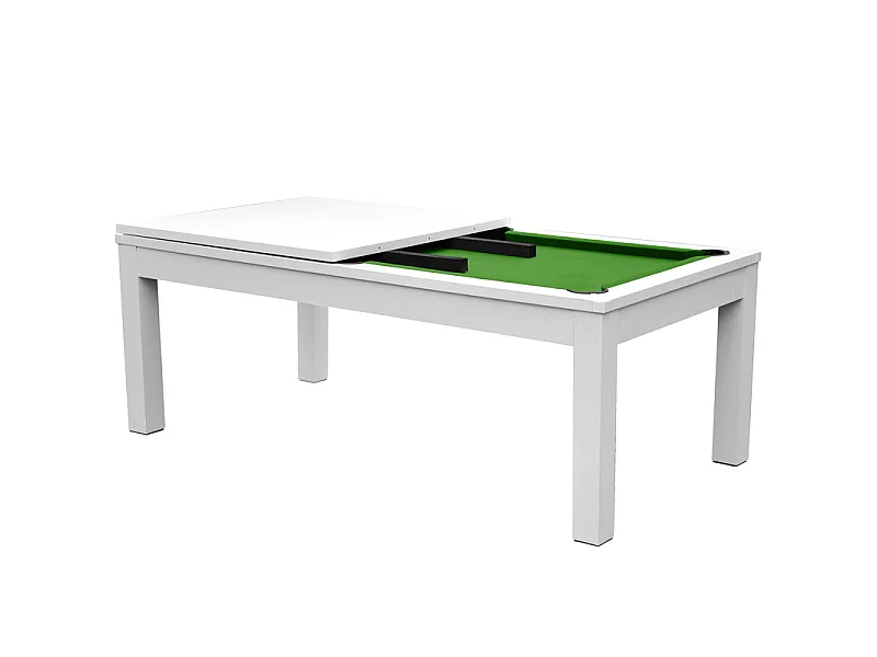 Table de billard convertible blanche tapis vert - Eddie