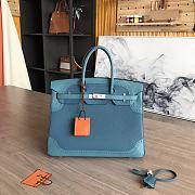 Hermes Small Blue Birkin Gold Tone Handbag 30cm