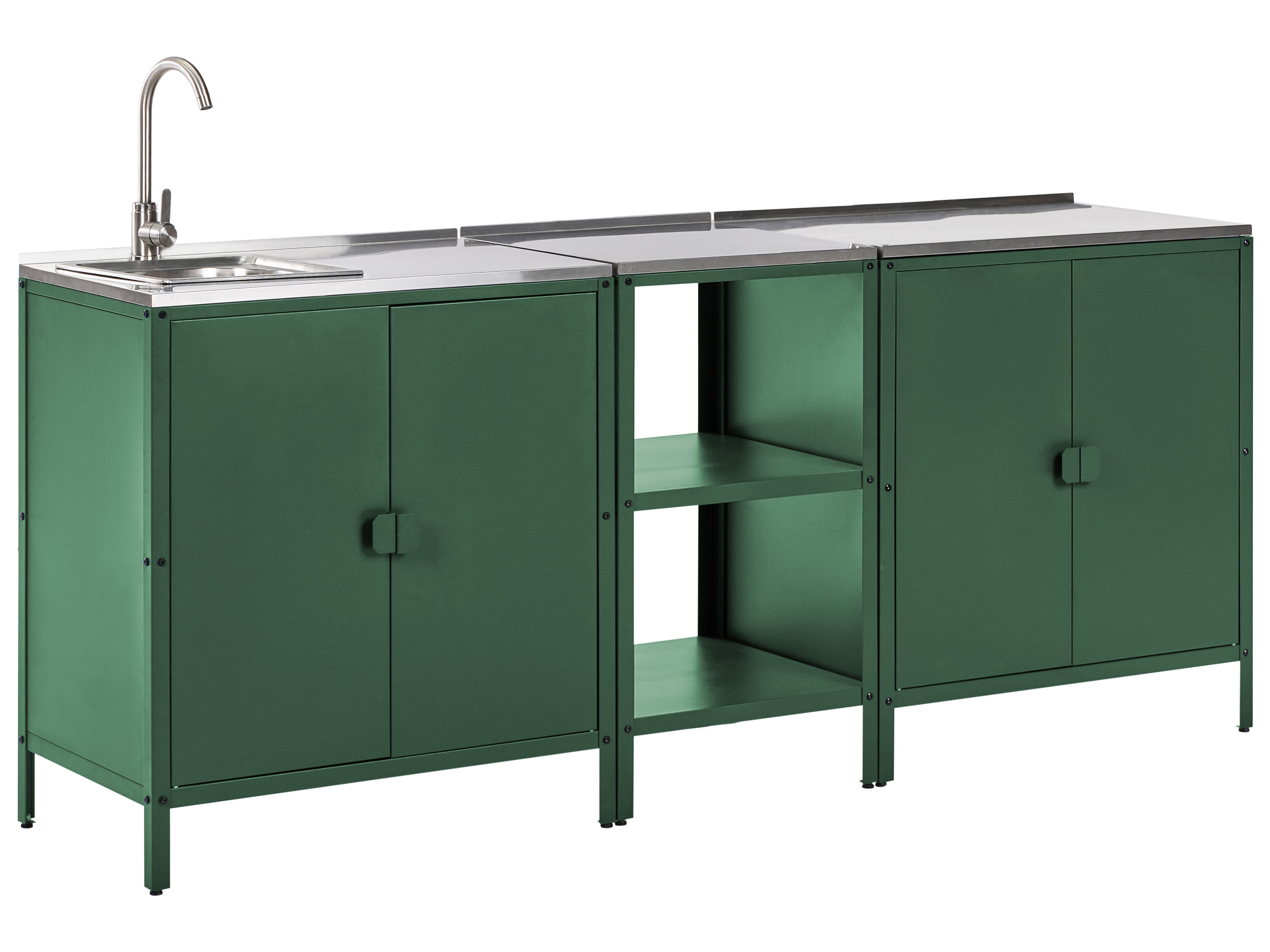 3 Piece Outdoor Kitchen Set with Sink VILAMA Metal Green