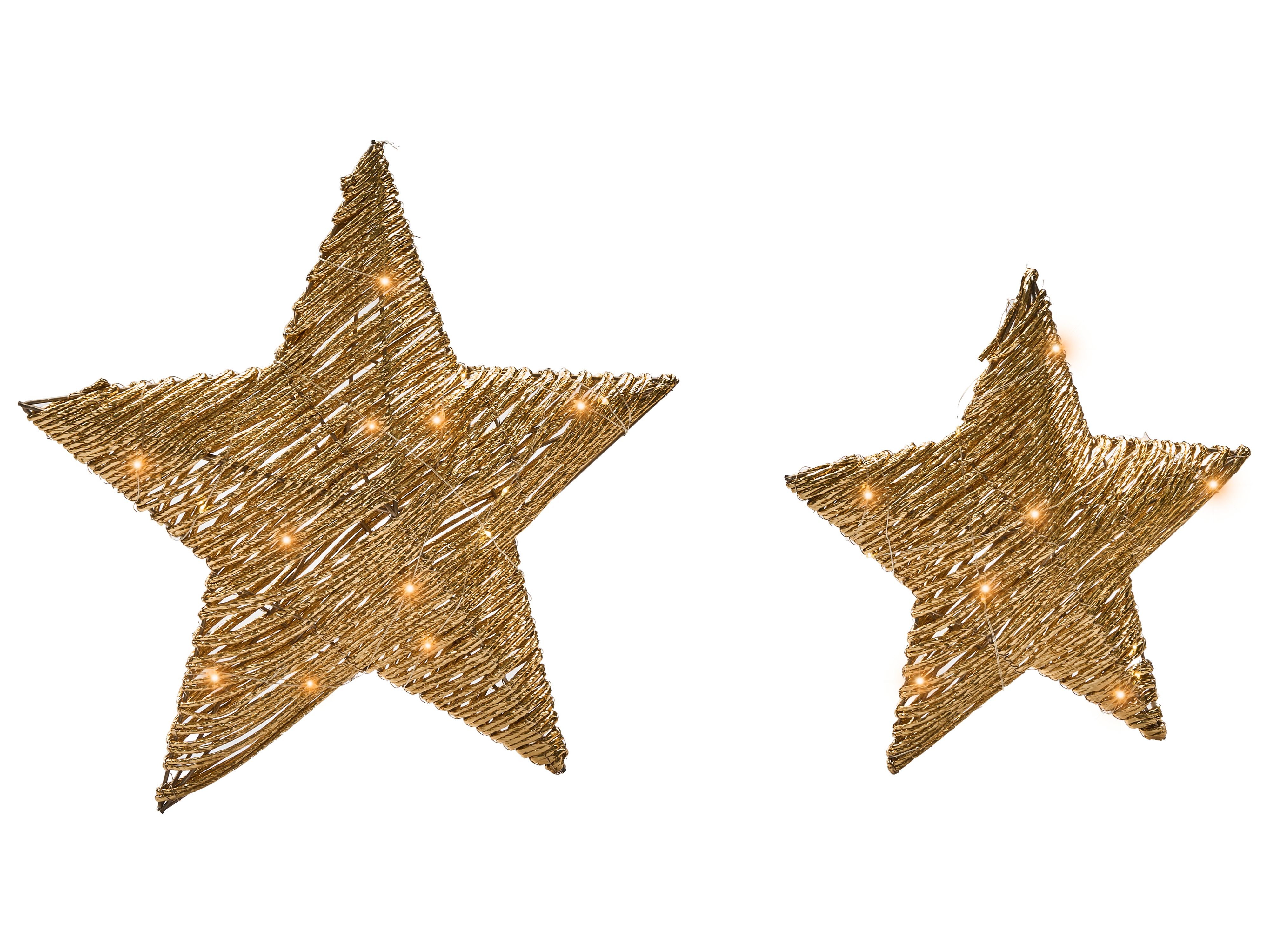 Set of 2 Christmas Decorations LED HAMPEN Star 24/30 cm Gold