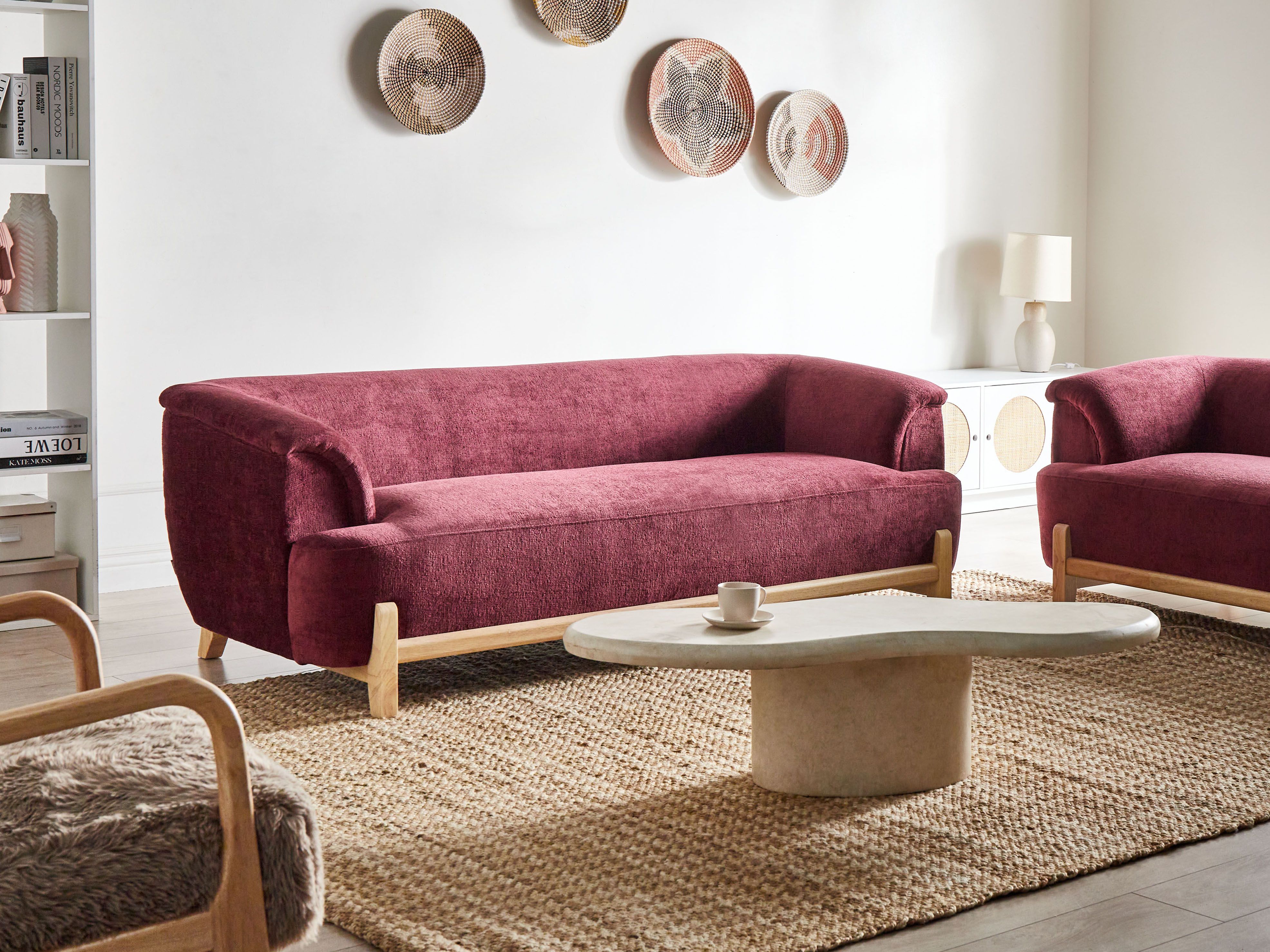 Sofa 3 Seater ALNOR Chenille Burgundy