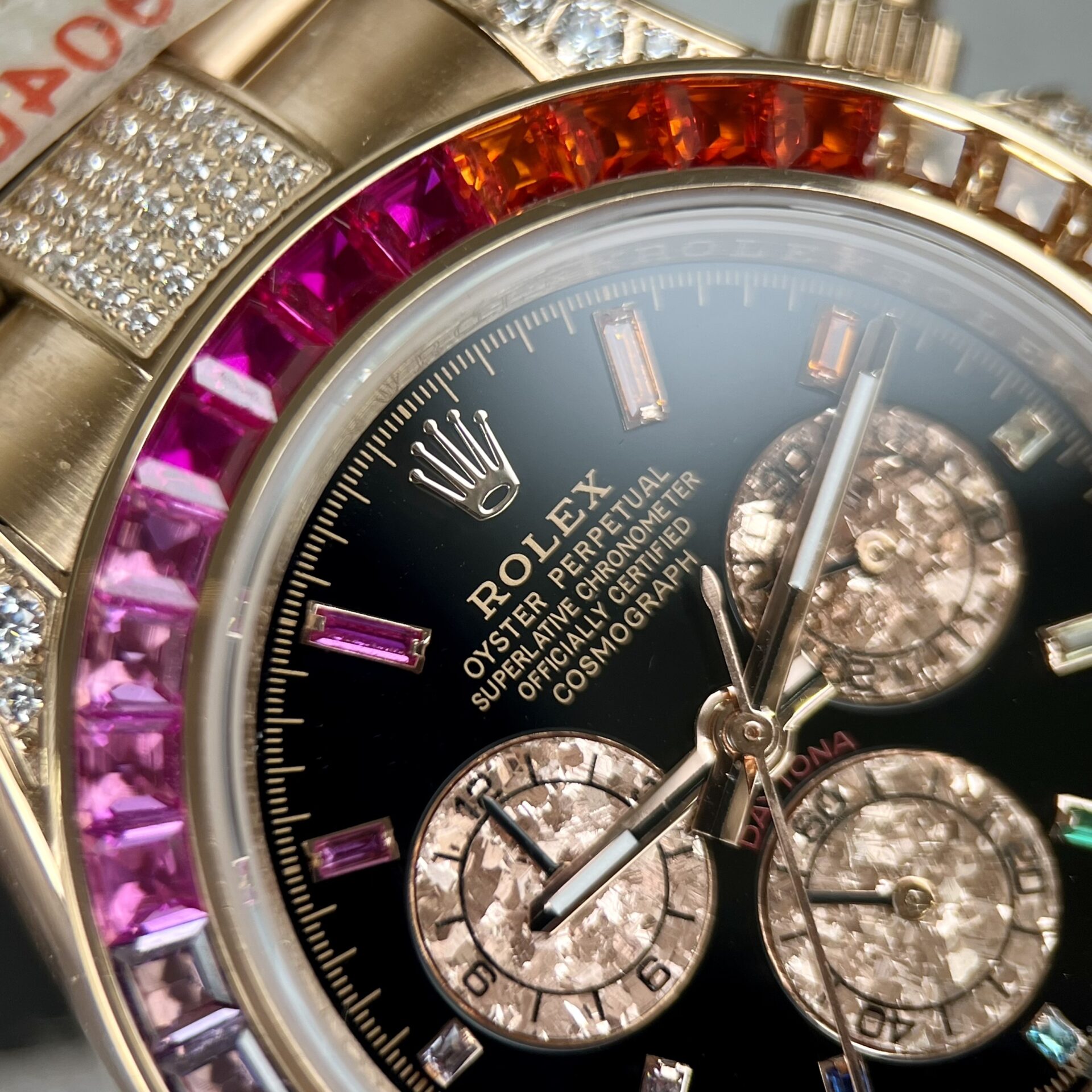Rolex Replica 11 Watch Daytona Rainbow Rose Gold Plated  40mm - Elite Watch Atelier
