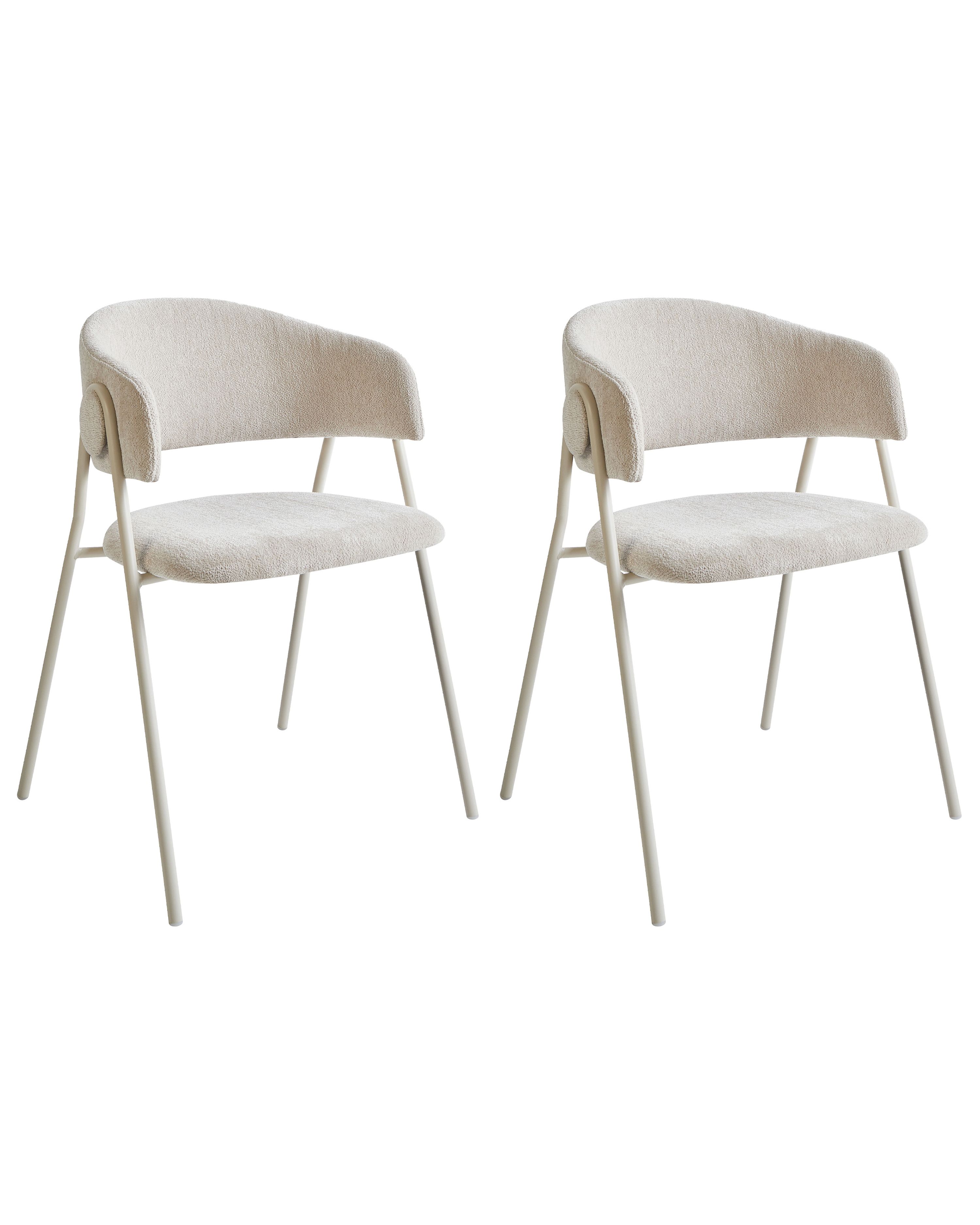 Set of 2 Dining Chairs ALANSON Chenille Light Beige