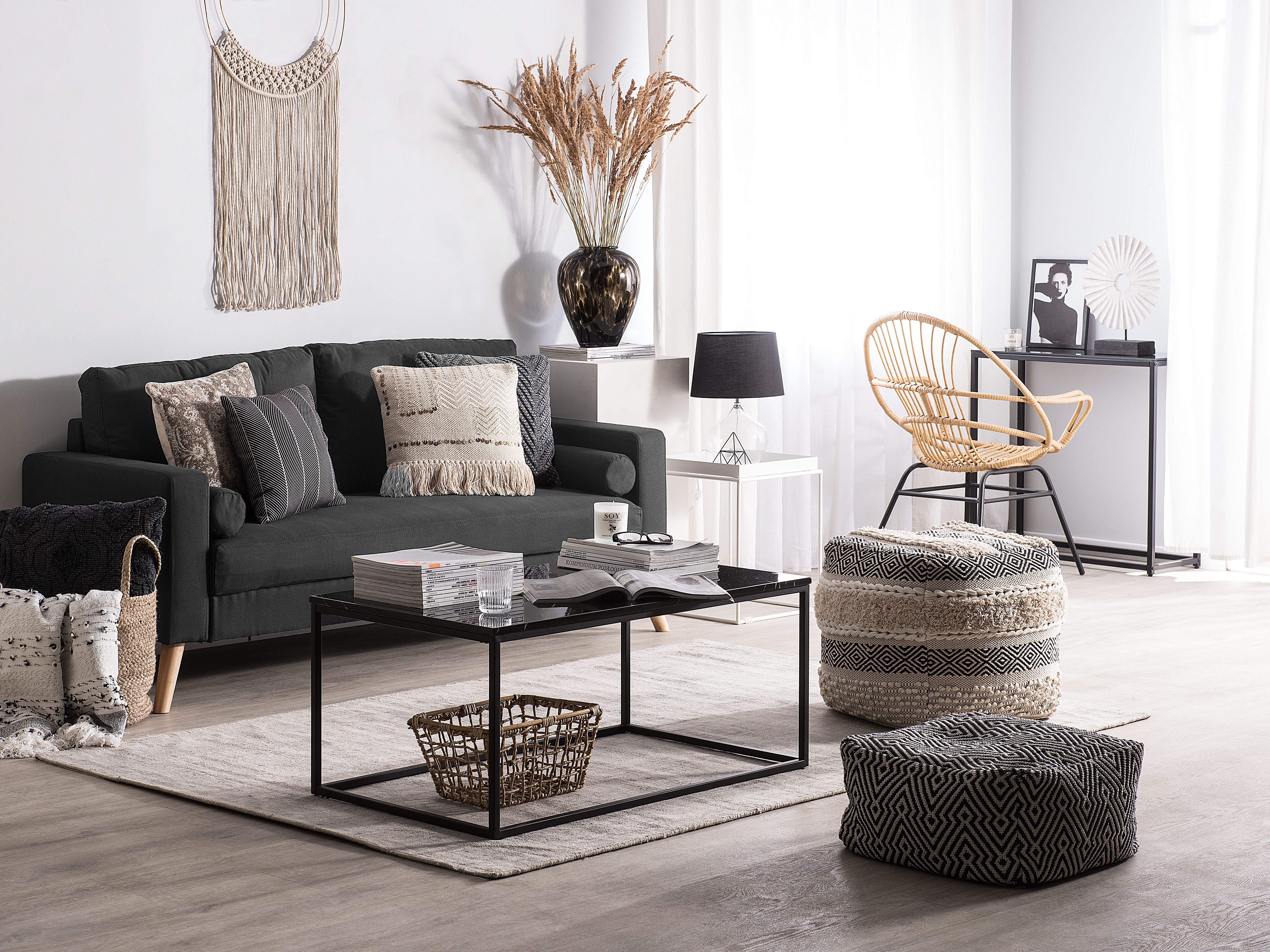 Sofa 2 Seater KALMAR Fabric Black
