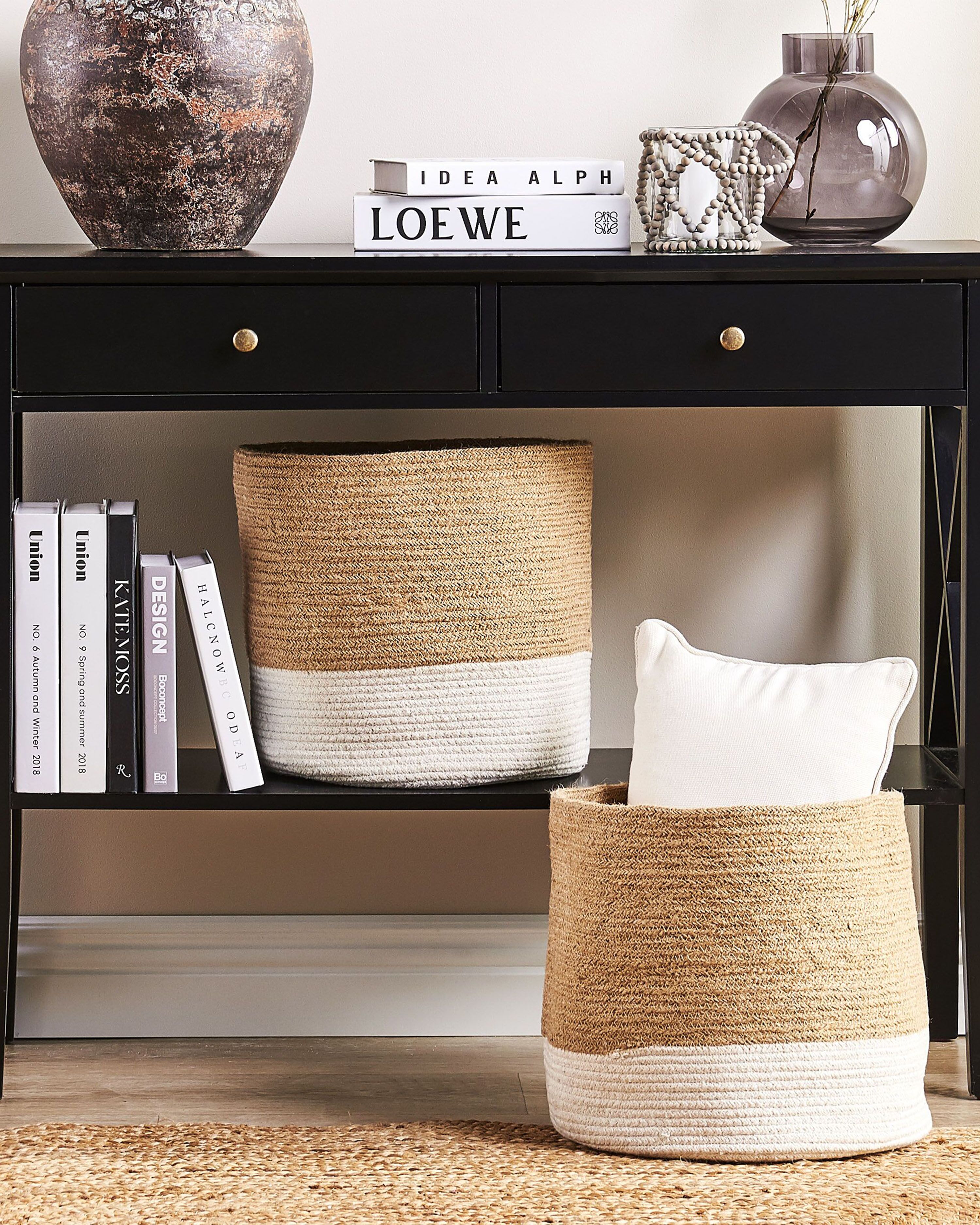 Set of 2 Baskets BULANIK Jute White