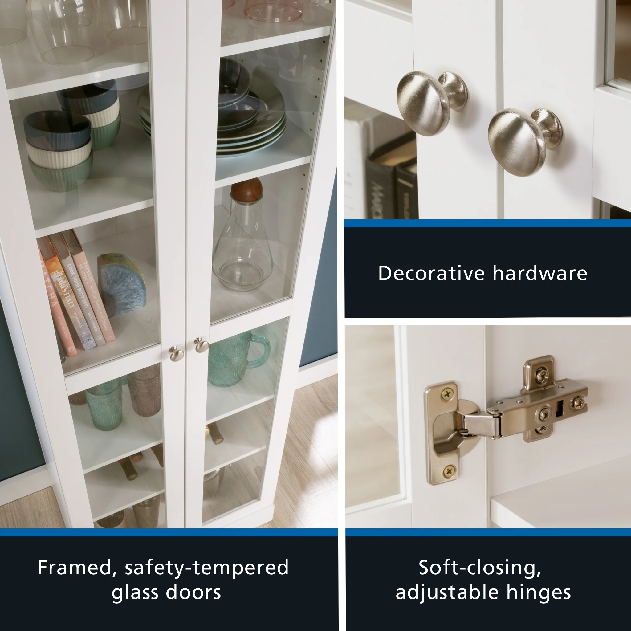 Mainstays Glass Door Storage Bookcase, Black Finish - Image 23