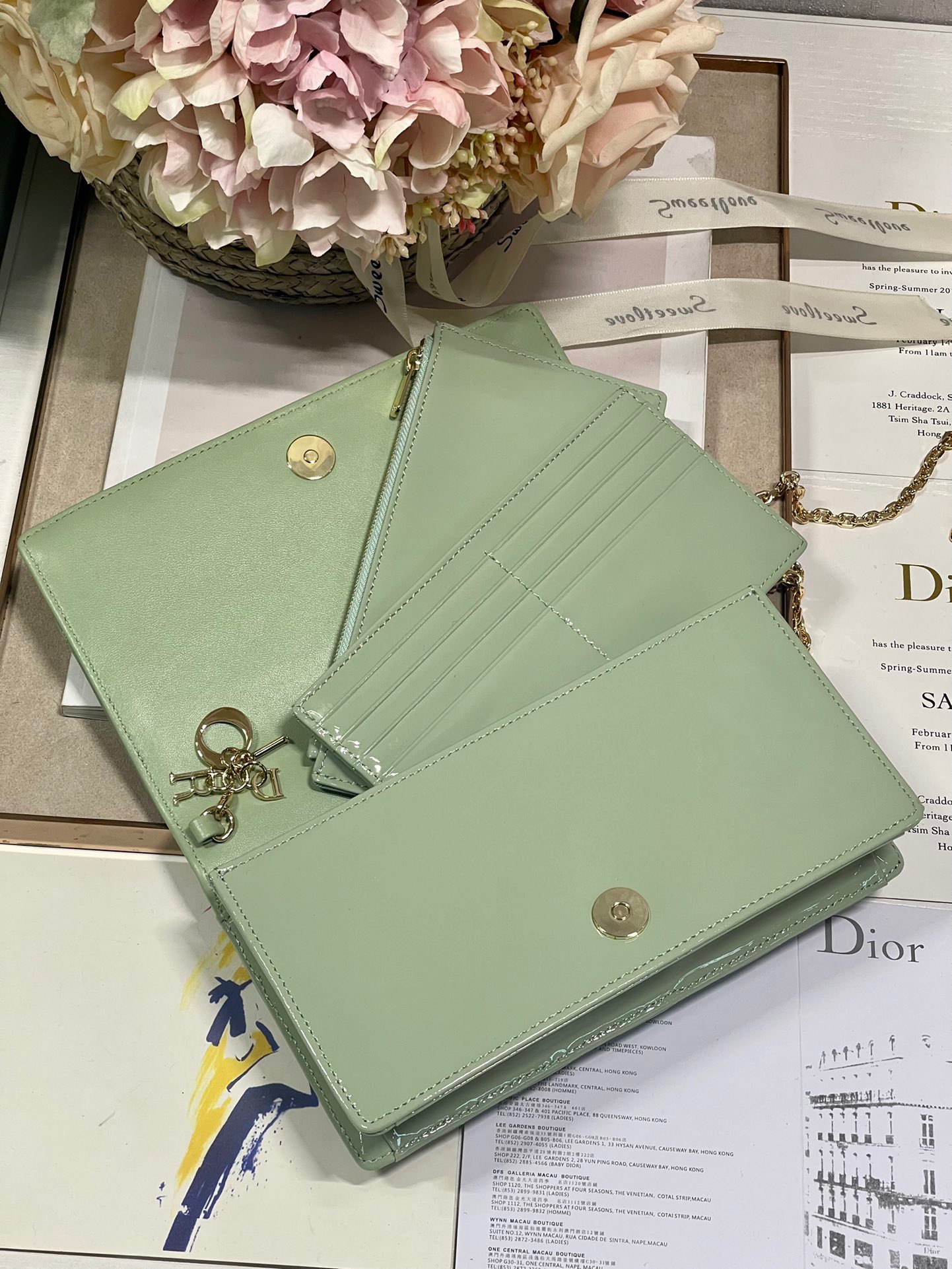 Christian Dior Lady Dior Pouch Seafoam, For Women, Women’s Handbags 8.5in/21.5cm CD1:1High-quality replica