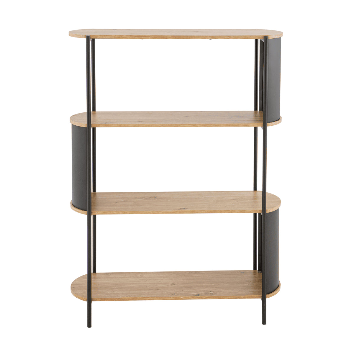 Calicosy - Boekenkast ELKO - H133,5 cm - Houtlook met zwarte metal