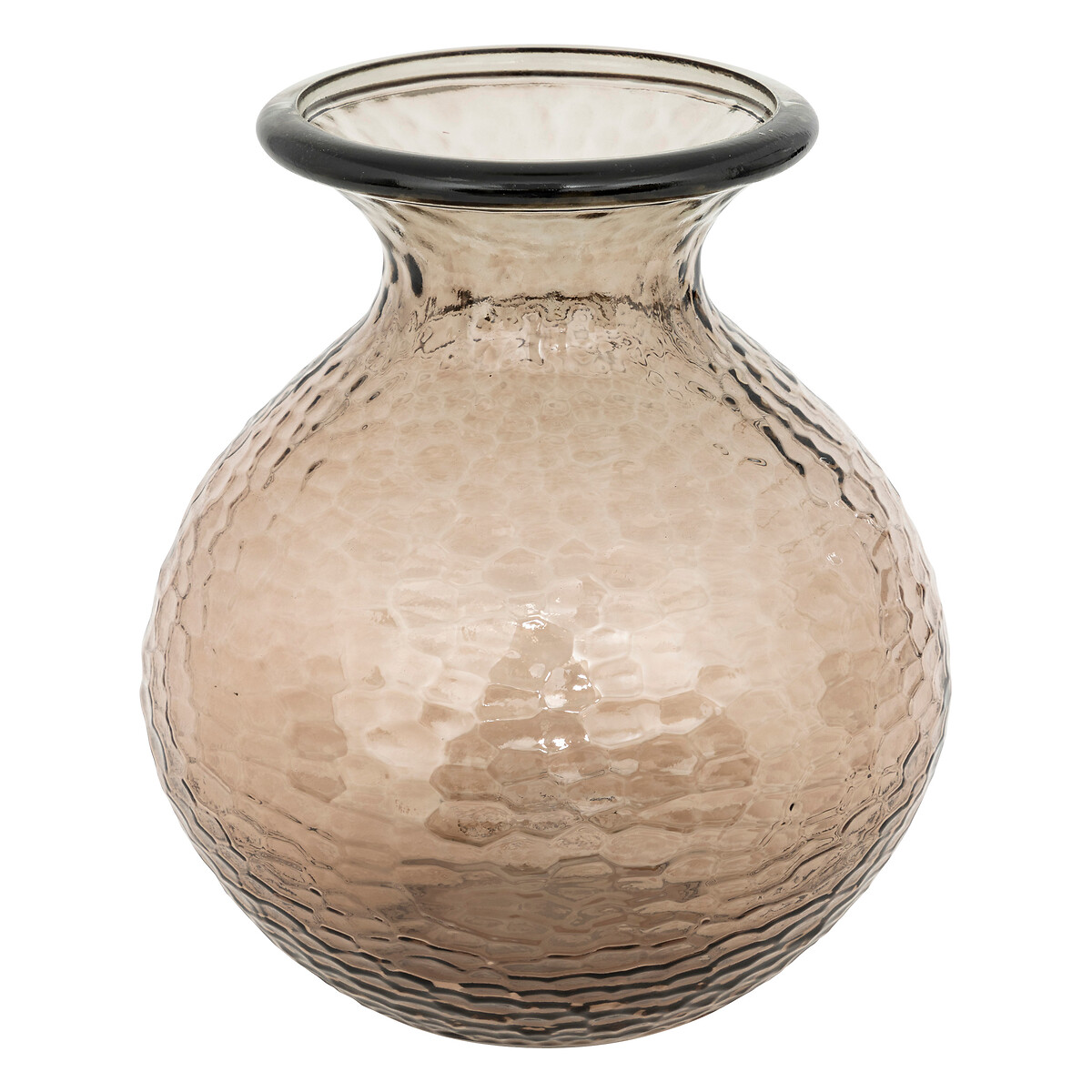 Hammered glass vase "Alric" Brown, H.33 cm