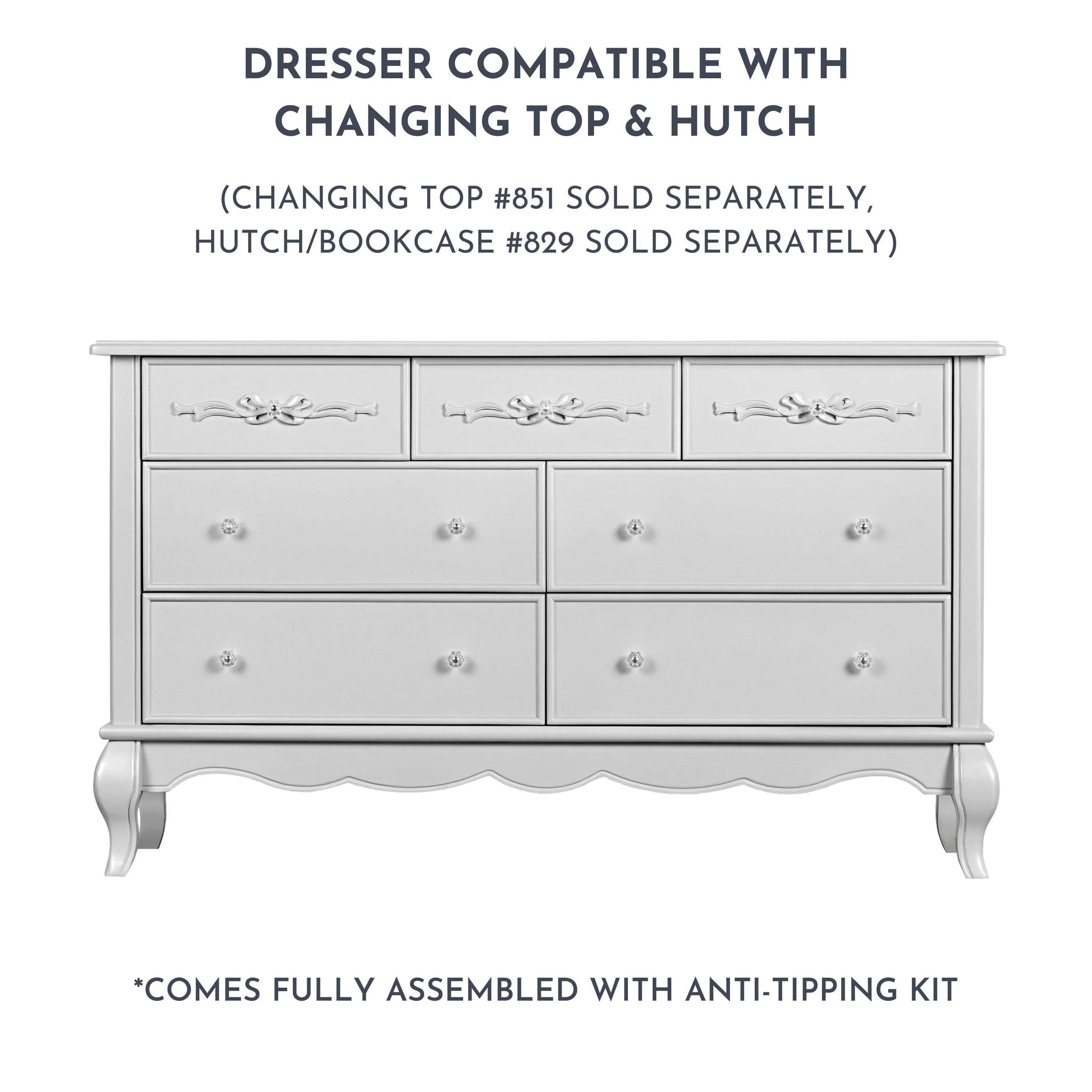 Evolur Aurora 7-Drawer Double Dresser in Ivory Lace, Spacious Drawers - Image 23