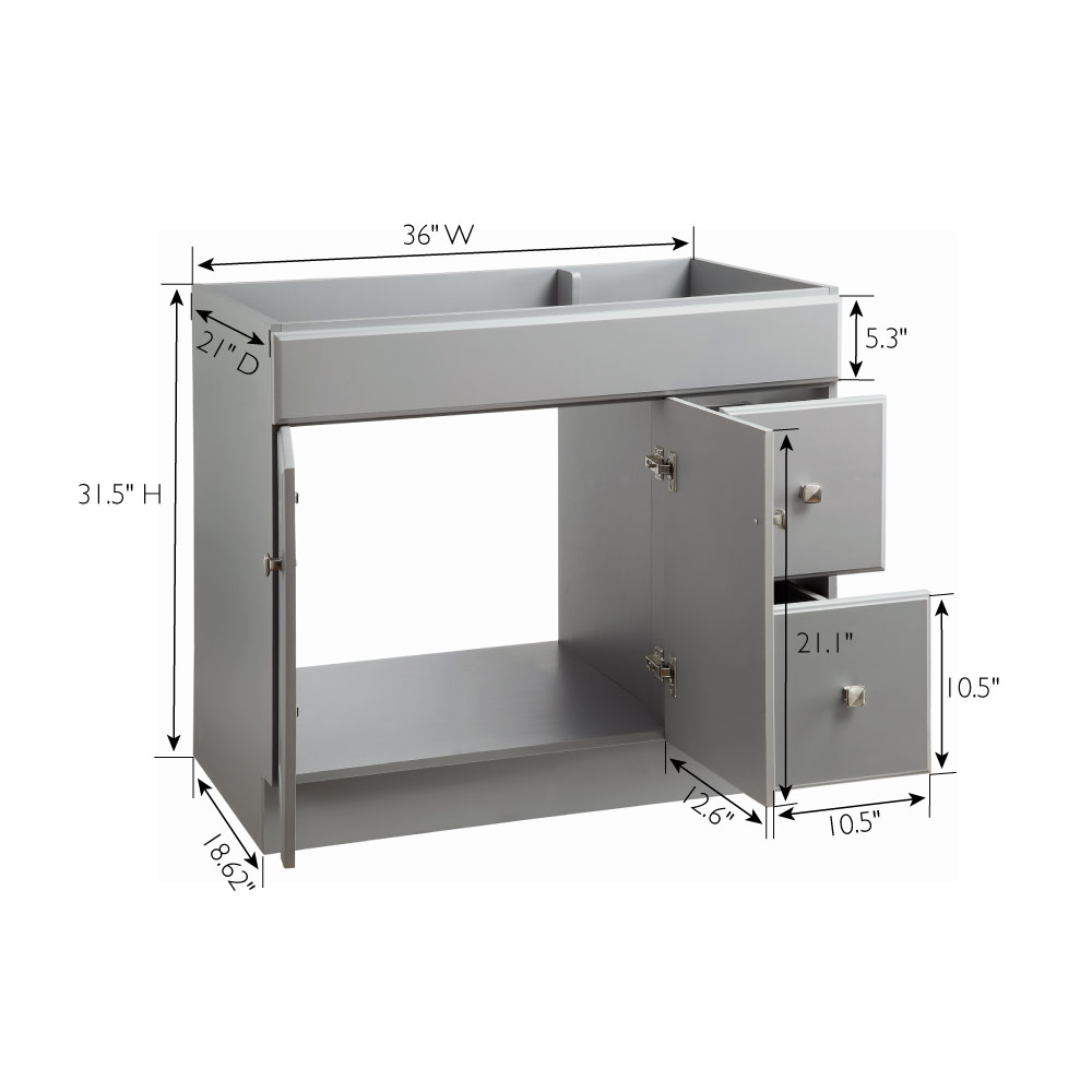 Design House Wyndham 36" Solid Wood Ready to Assemble 2-Door and 2-Drawer Bathroom Vanity Cabinet, White - Image 19