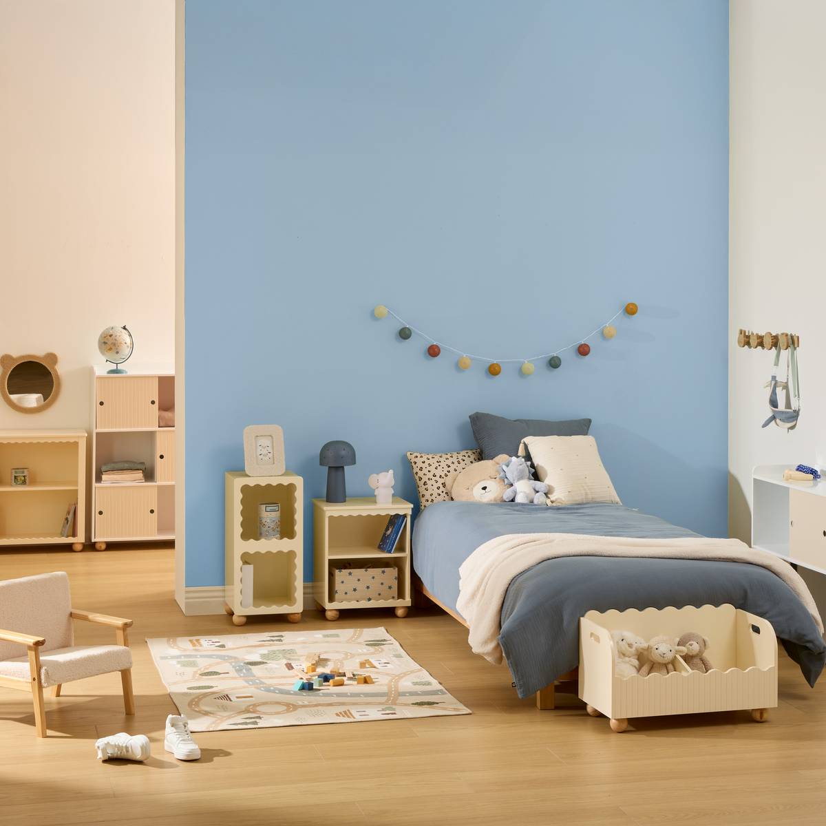 Children's bedside table with 1 shelf "Bouli" Beige, 40x30 cm