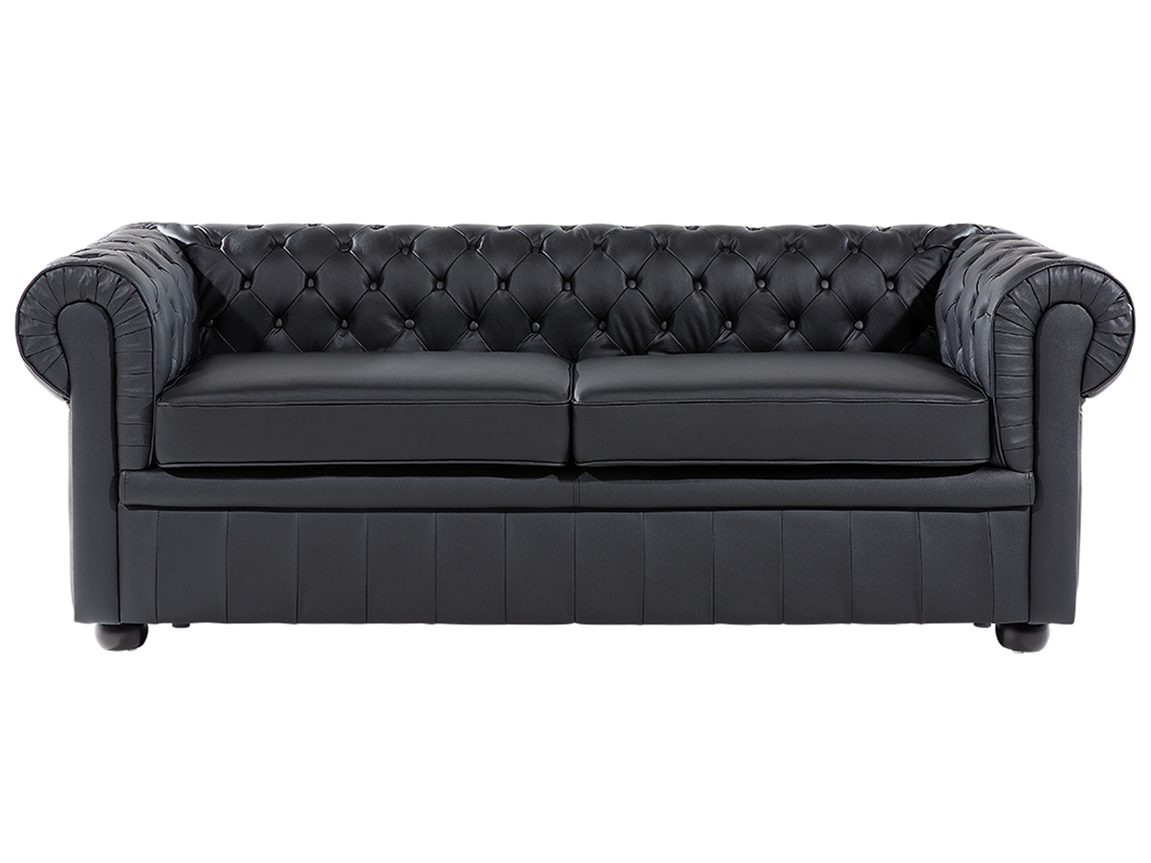 Sofa 3 Seater CHESTERFIELD Leather Black