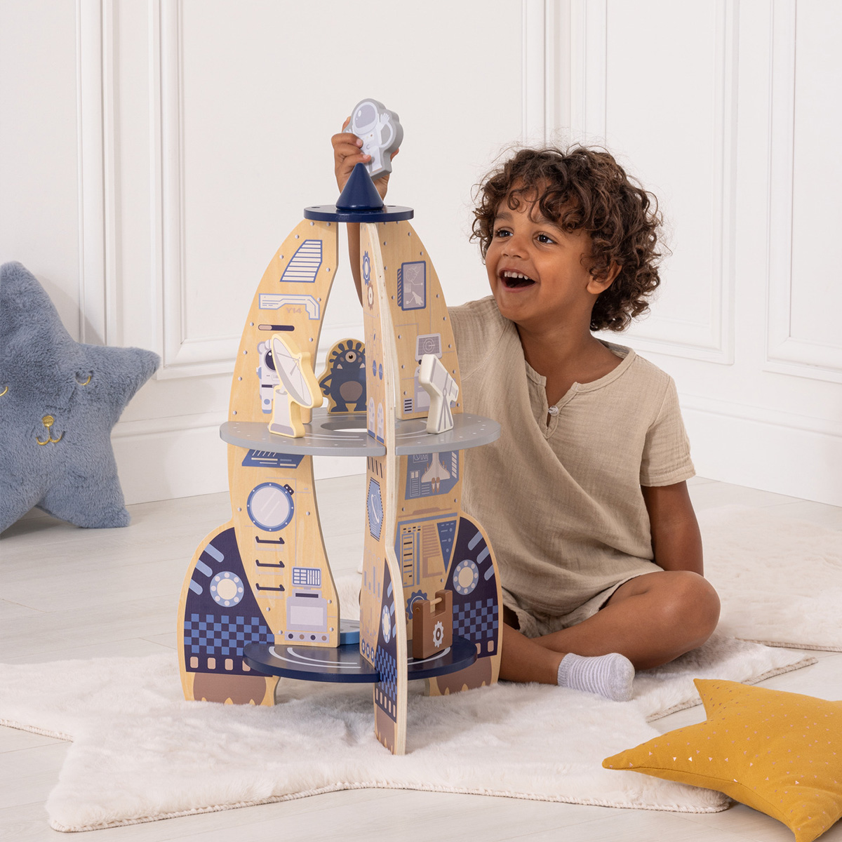 Kids' "Espace" rocket game Blue, H.60 cm