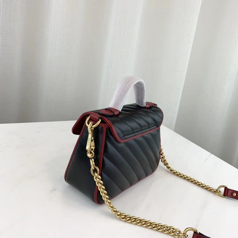Replica Gucci Gg Marmont Mini Top Handle Bag 583571 Black1:1High-quality replica