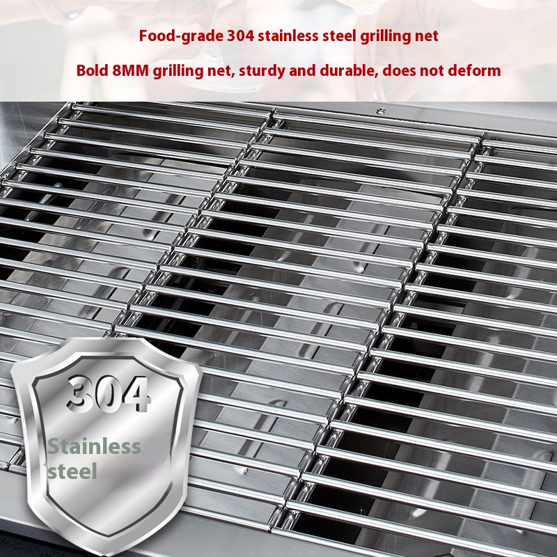 Built-In Stainless Steel Gas Grill Digital Timer Control Electronic Pulse Ignition Oxygen Depletion Safety Device 4 Burners for