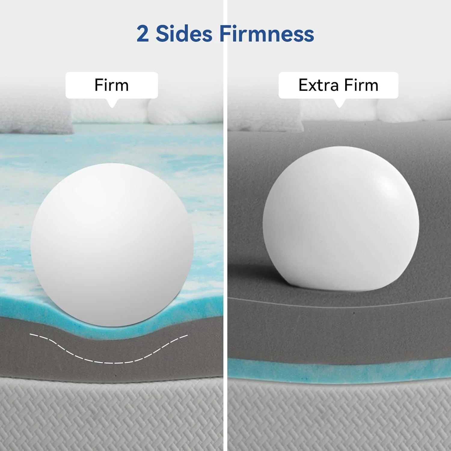Extra Firm Mattress Topper Queen Size, 4 Inch Reversible Firm Memory Foam Bed Topper for Pain Relief, High-Density Mattress Pad with Removable Cover, CertiPUR-US Certified, No Smell
