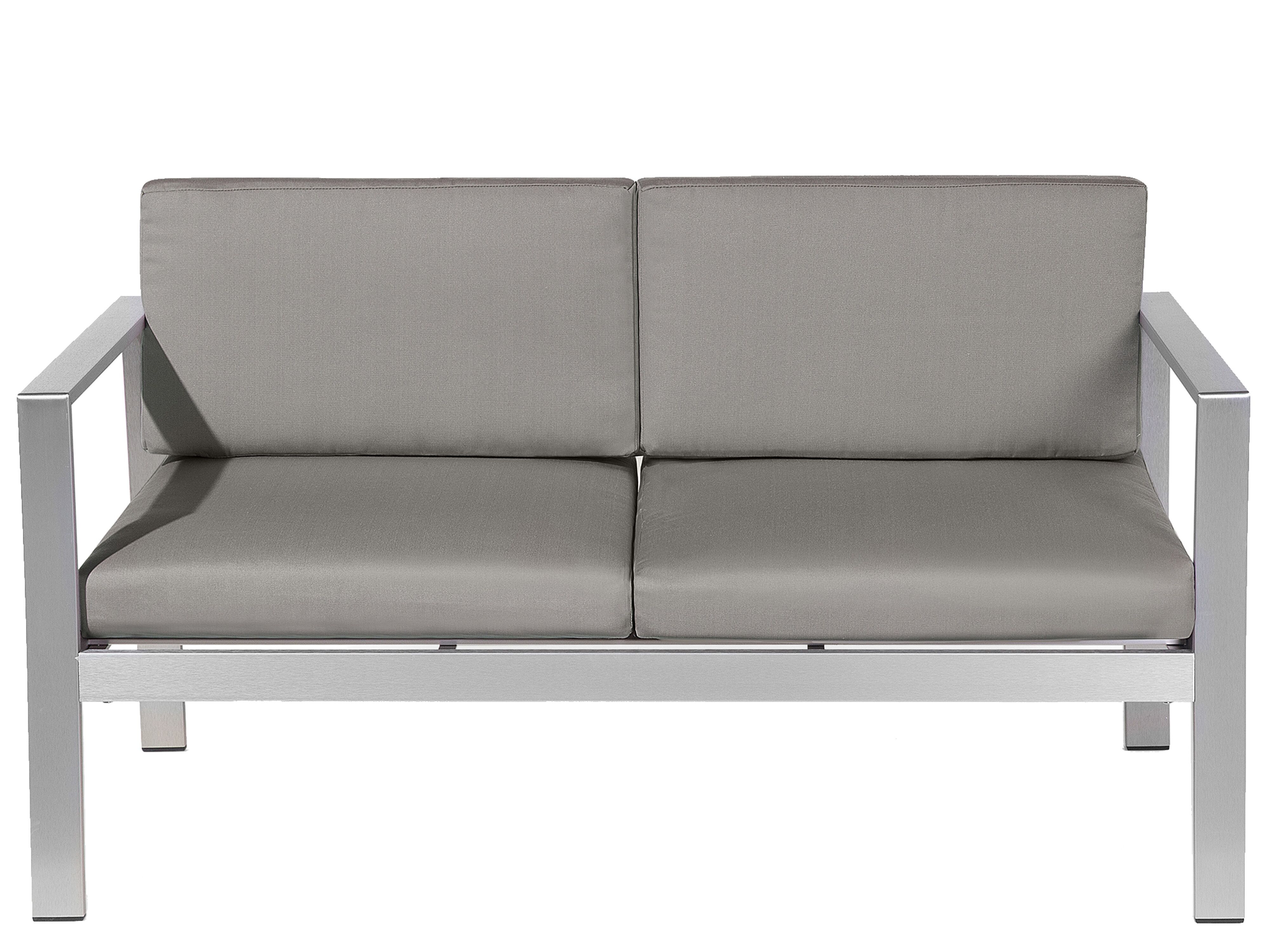 Garden Bench with Cushion SALERNO 142 cm Metal Dark Grey