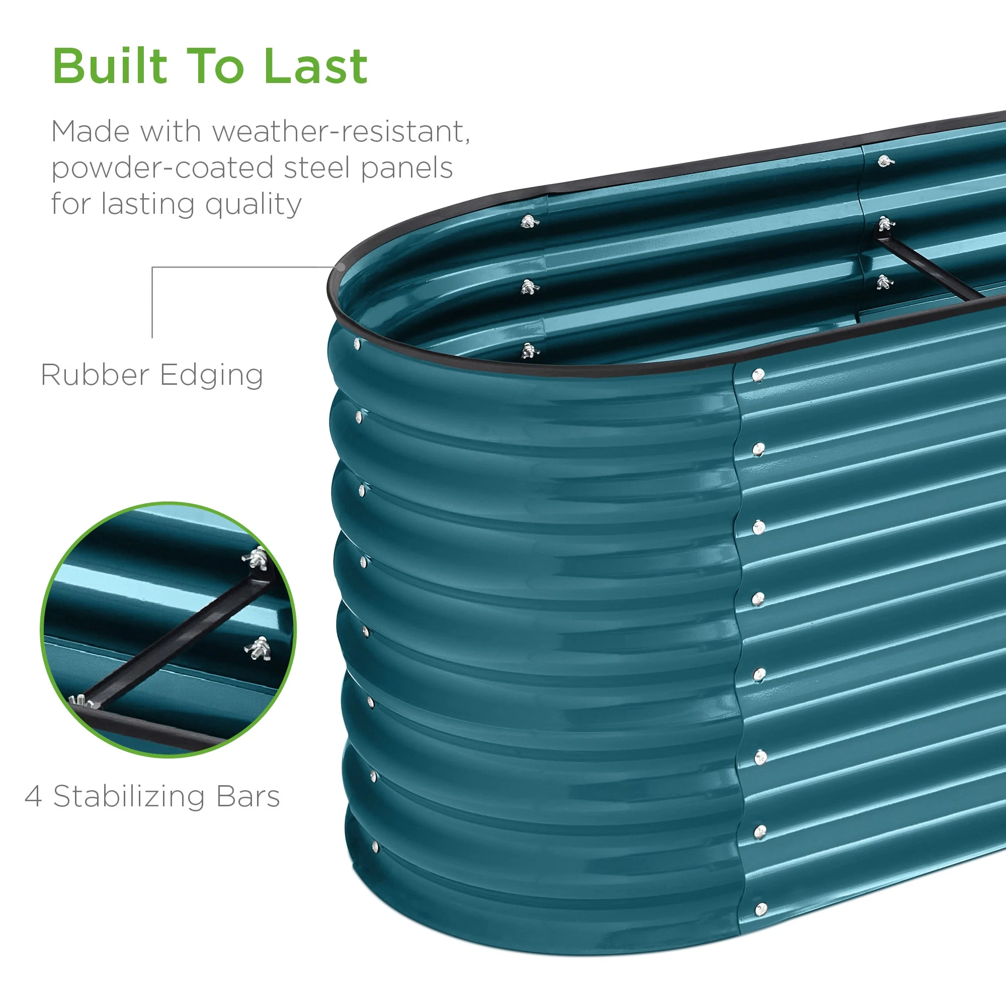 Best Choice Products 8x2x2ft Metal Raised Garden Bed, Oval Outdoor Planter Box w/ 4 Support Bars - Charcoal - Image 40