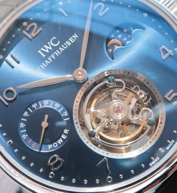 Replica IWC Portuguese Tourbillon Power Reserve Moonphase Blue Dial - Top club