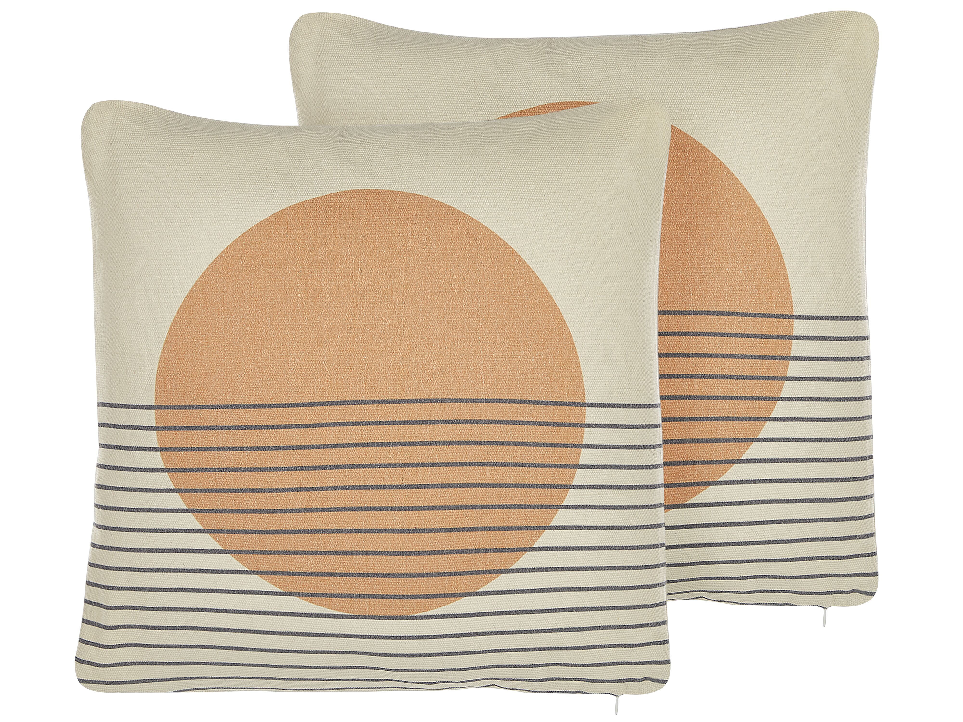 Set of 2 Decorative Cushions MOONFLOWER 45 x 45 cm White Geometric Pattern