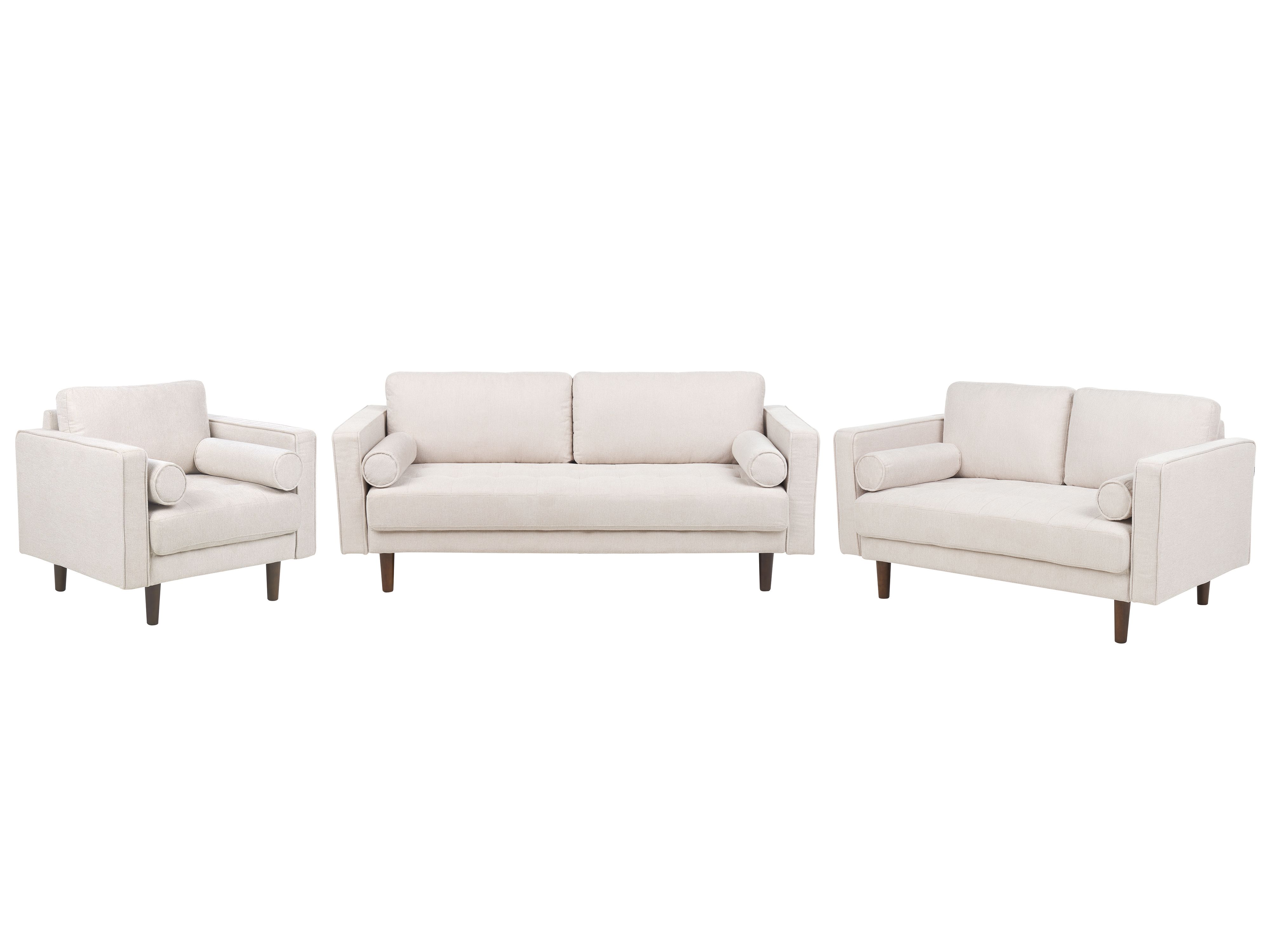 Living Room Set 6 Seater NURMO Fabric Light Beige