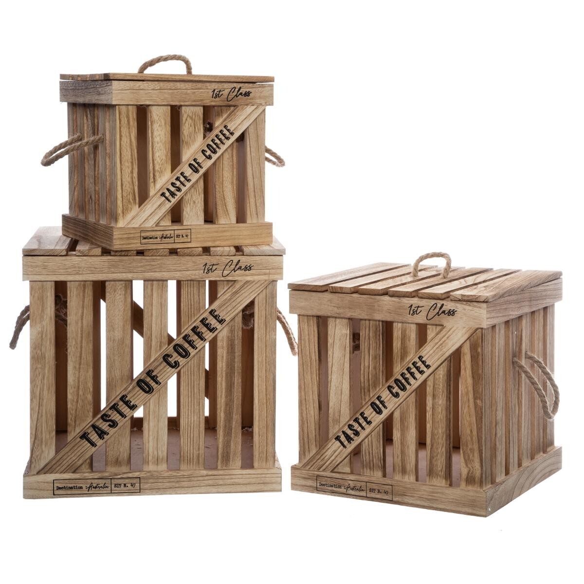 Set 3 "Colonial" boxes Rattan