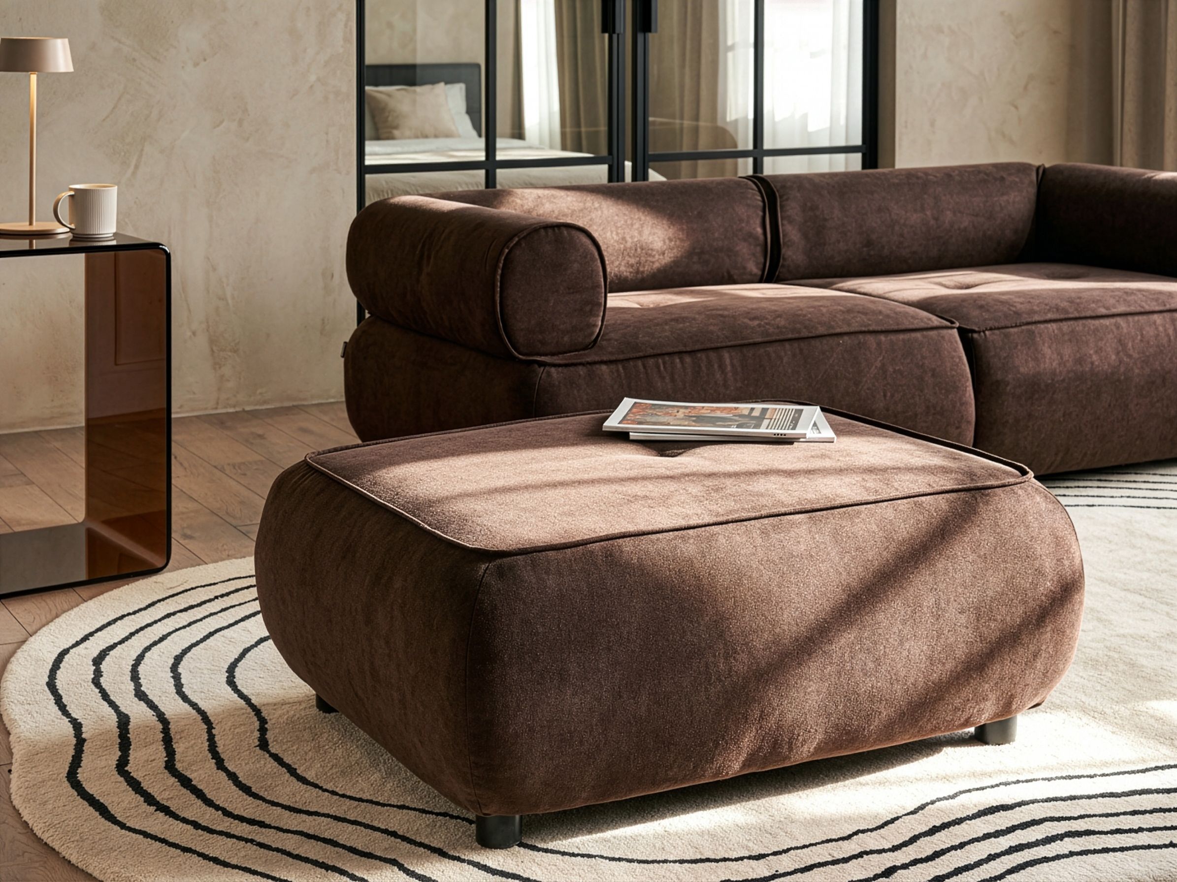 Ottoman SALLA Fabric Dark Brown