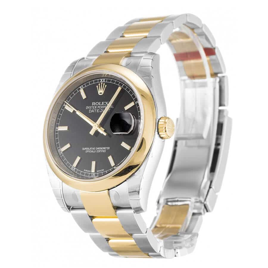 Rolex Datejust Yellow Gold Black Dial 116203 Oyster Replica - Elite Watch Atelier