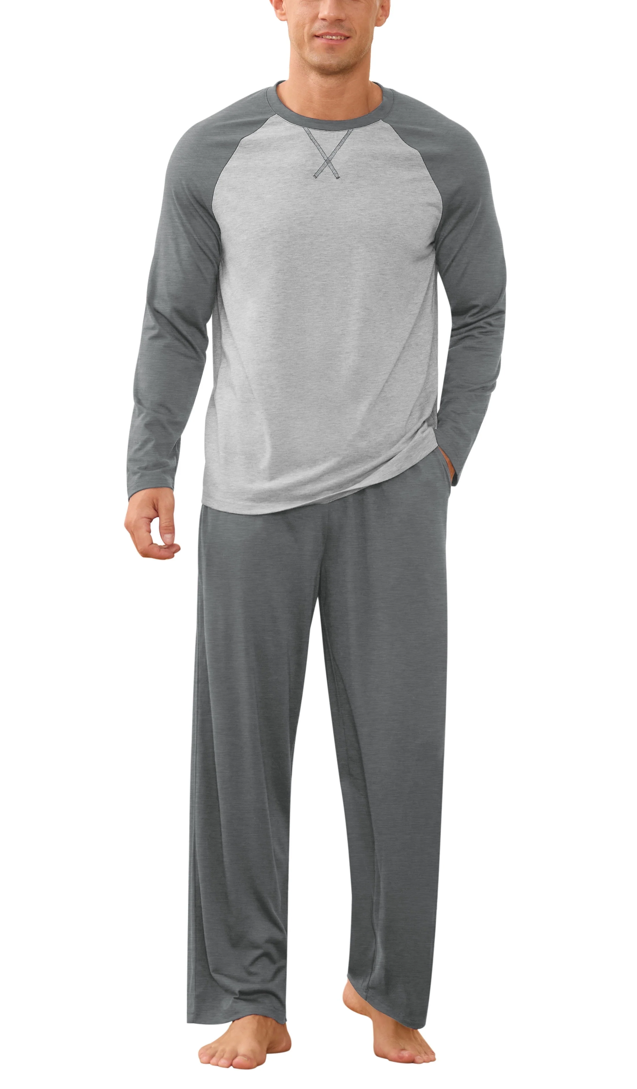 Iceglad Men's Pajamas Set Long Sleeve Sleepwear with Pockets Comfortable Lightweight Pjs Sets for Men - Image 13 Iceglad Men's Pajamas Set Long Sleeve Sleepwear with Pockets Comfortable Lightweight Pjs Sets for Men - Image 13