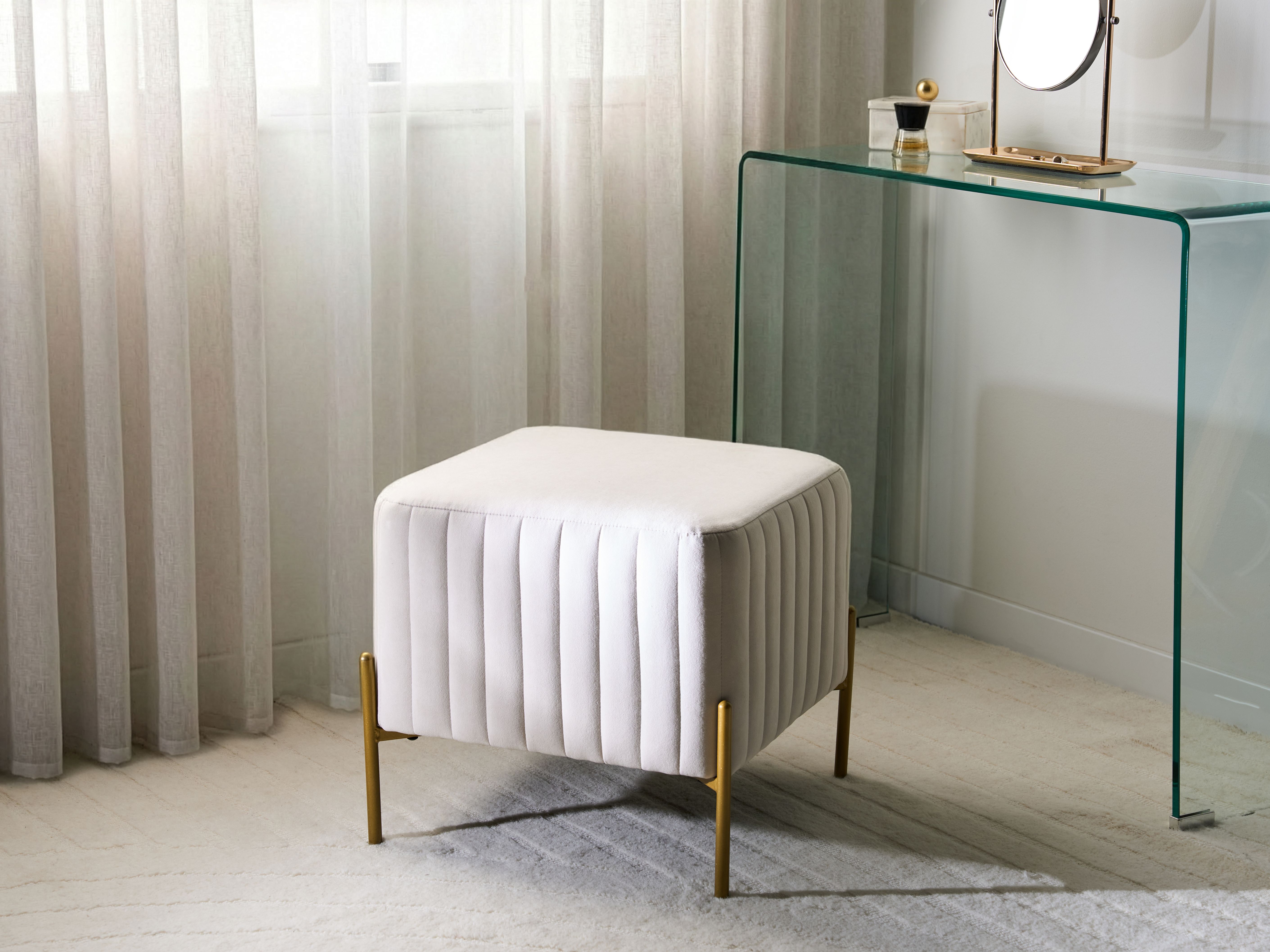 Footstool UTAH Velvet Off-White