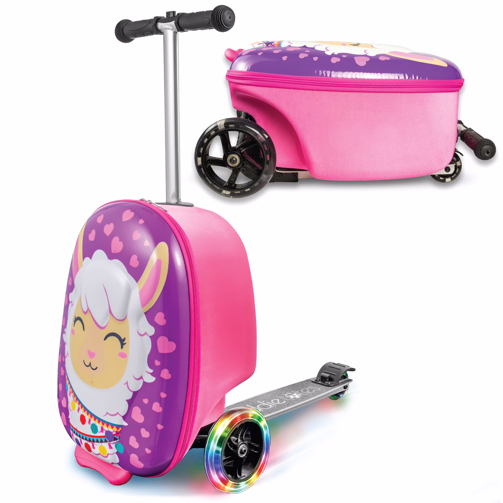 Kiddietotes Kid's Hard Shell Scooter Ride On Suitcase, Pink - Image 11