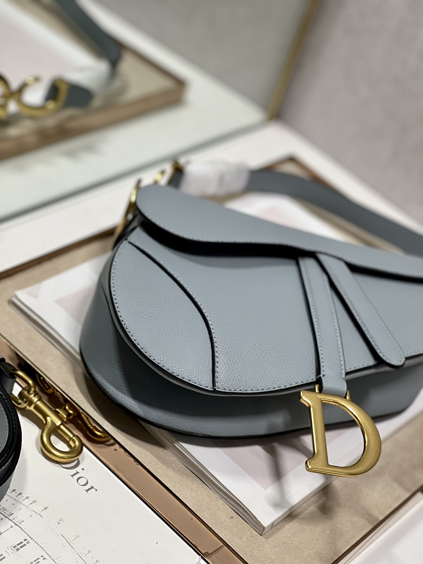 Dior Christian Dior Saddle Bag With Strap Grey For Women 10in/25.5cm1:1High-quality replica