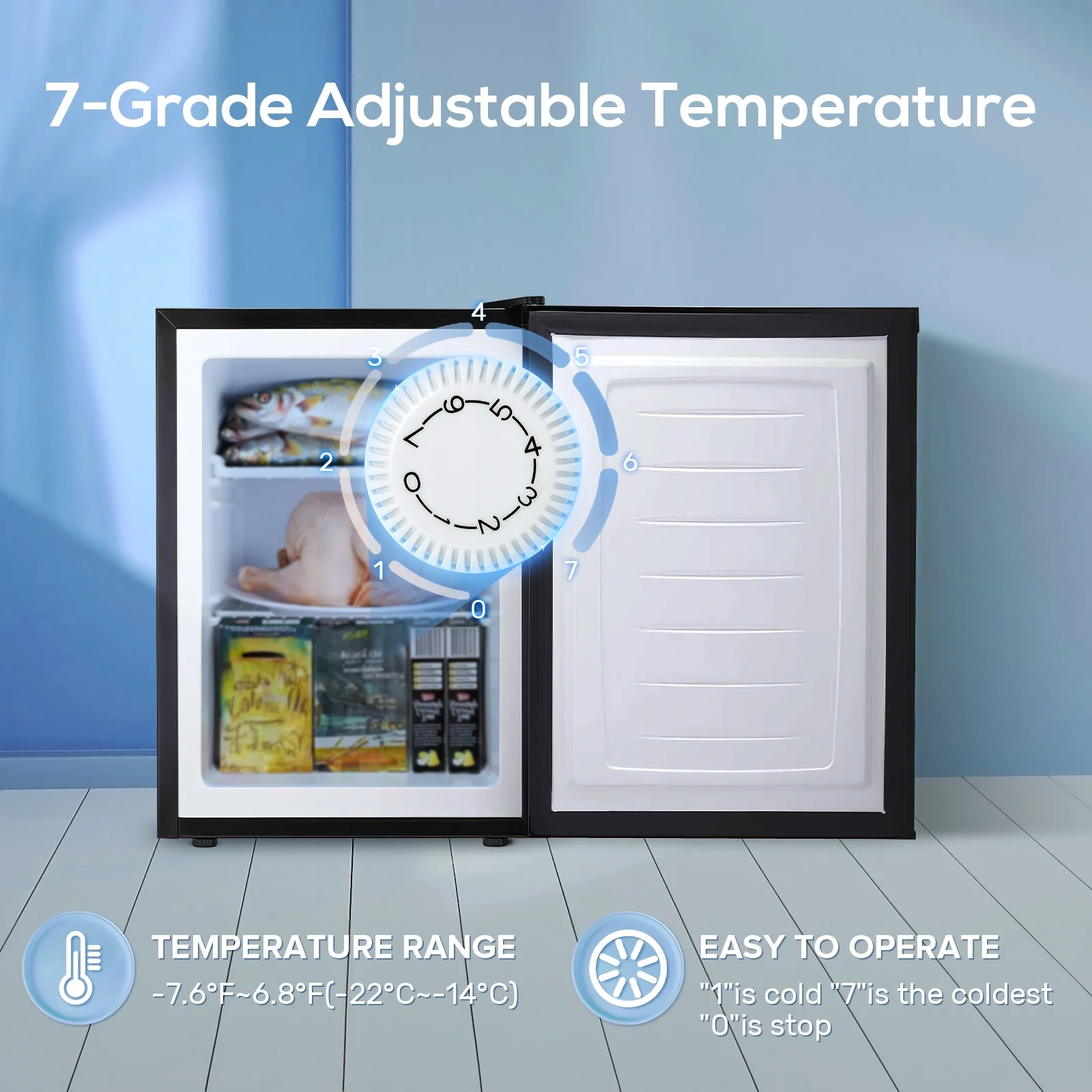 Auseo Mini Freezer Countertop, Energy Saving 2.6 Cu.ft, Single Door Compact Upright Freezer with Reversible Door for Home/Office/Kitchen-White - Image 16