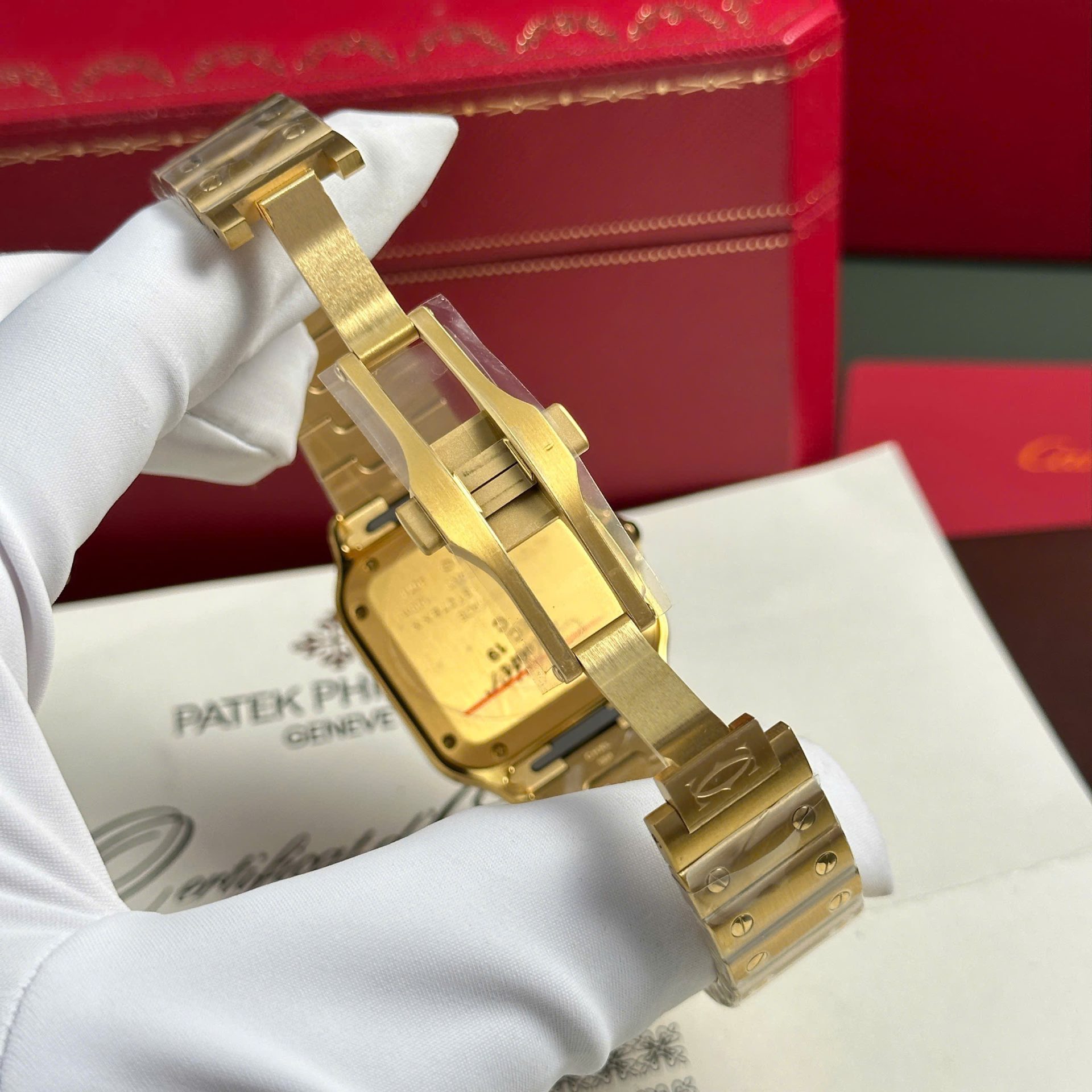 Cartier Santos Yellow Replica Watch White Dial BV Factory 35mm - Top club