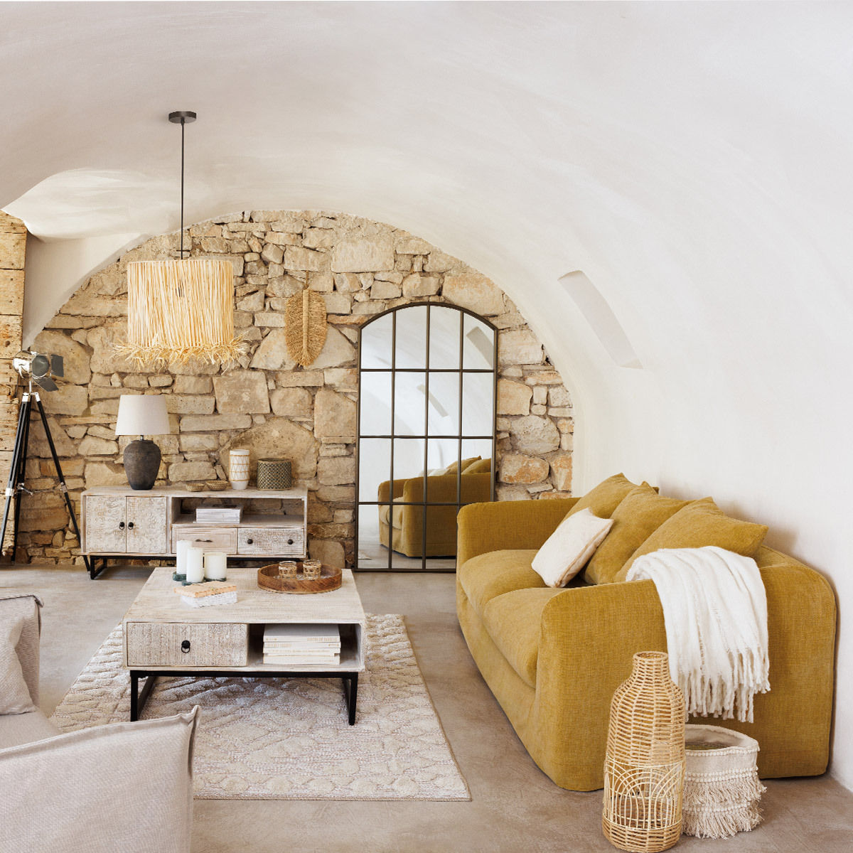 Vase "Lour" Rattan, H.55 cm