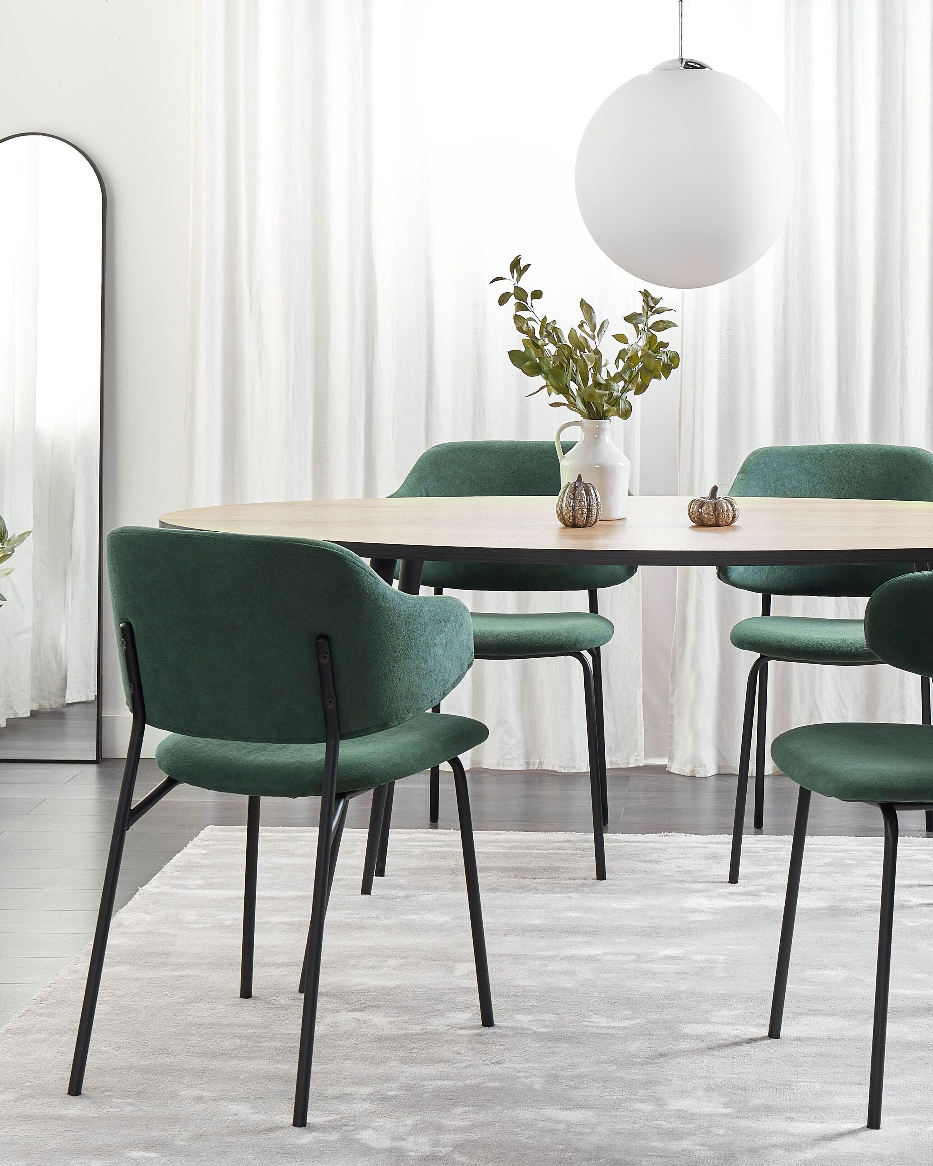 Set of 2 Dining Chairs KENAI Fabric Dark Green