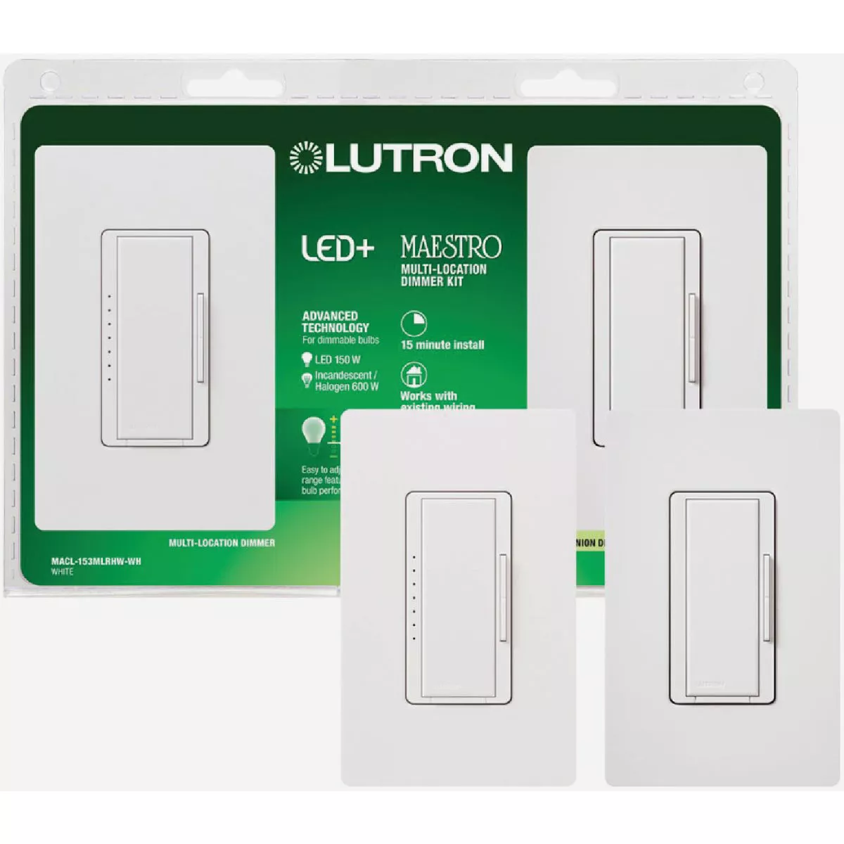 Lutron Maestro Halogen/Incandescent/LED/CFL White Digitaln Slide Dimmer Switch Kit
