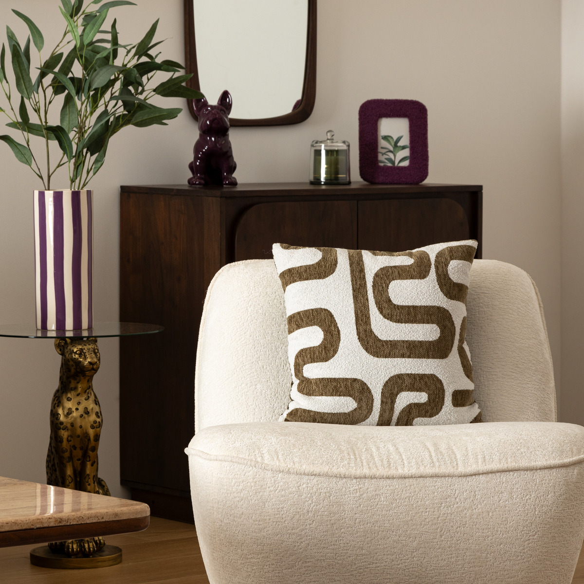 Jacquard cushion "Safina" Khaki green, 40x40 cm