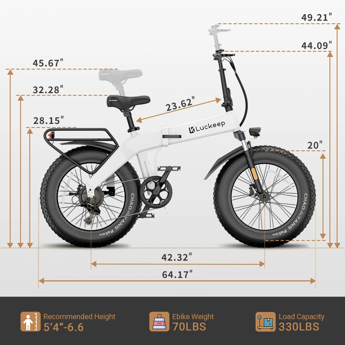 Luckeep X1 Lite Foldable Electric Bike for Adults 1500W Peak Motor,720WH Removable Battery,28MPH 60 Miles Long Range,20"*4" Fat Tire All-Terrain E-bike with Front Suspension,Mountain Electric Bicycle - Image 36